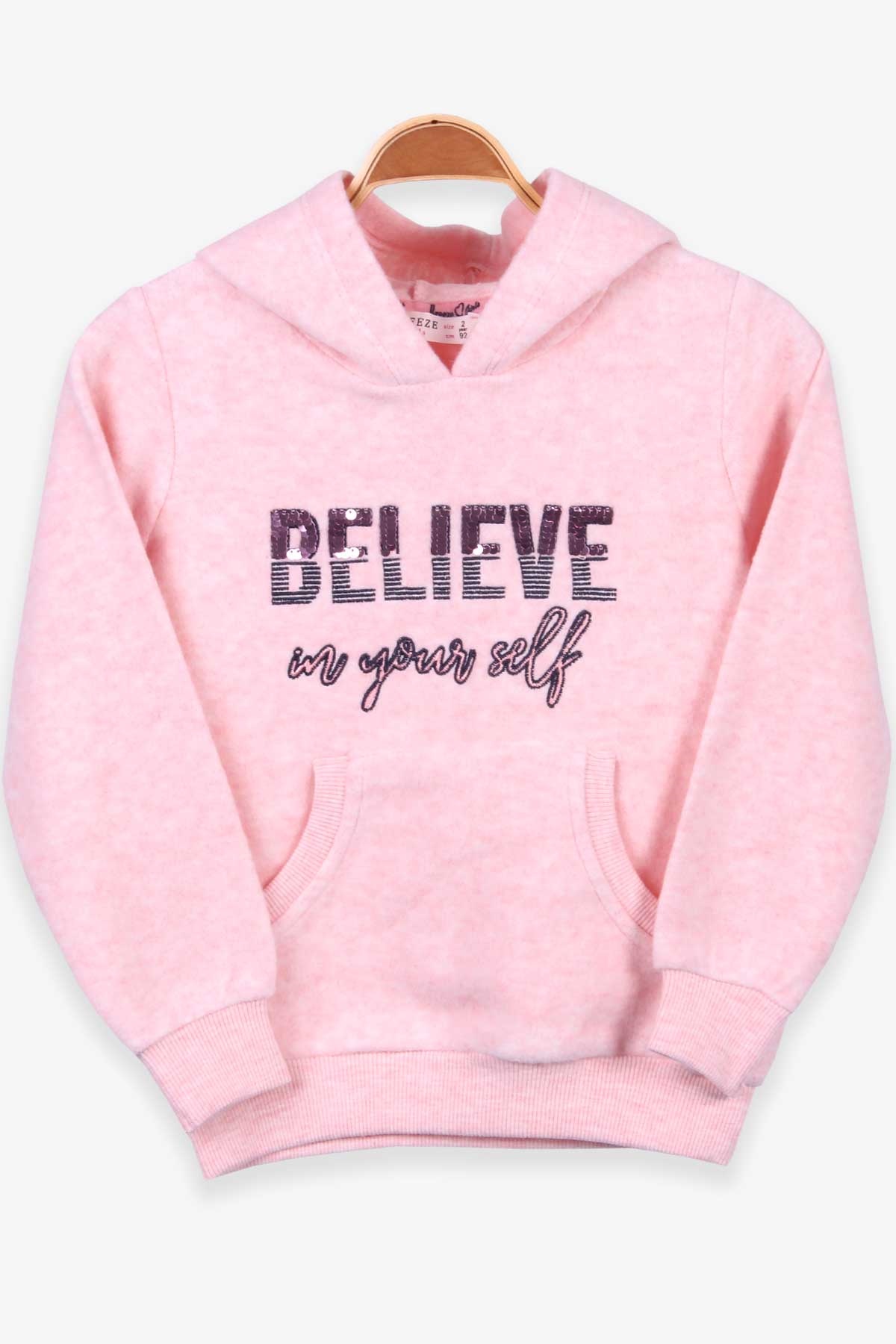 Breeze Kız Çocuk Sweatshirt Kapüşonlu Somon Melanj (2-14 Yaş)