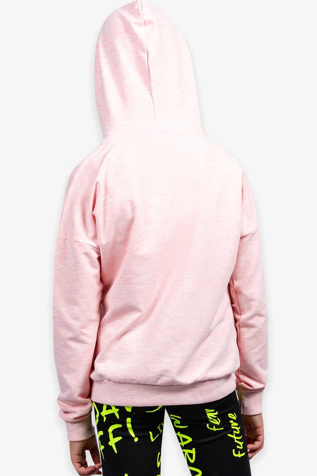 Breeze Kız Çocuk Sweatshirt Kapüşonlu Baskılı Somon Melanj (9-14 Yaş)