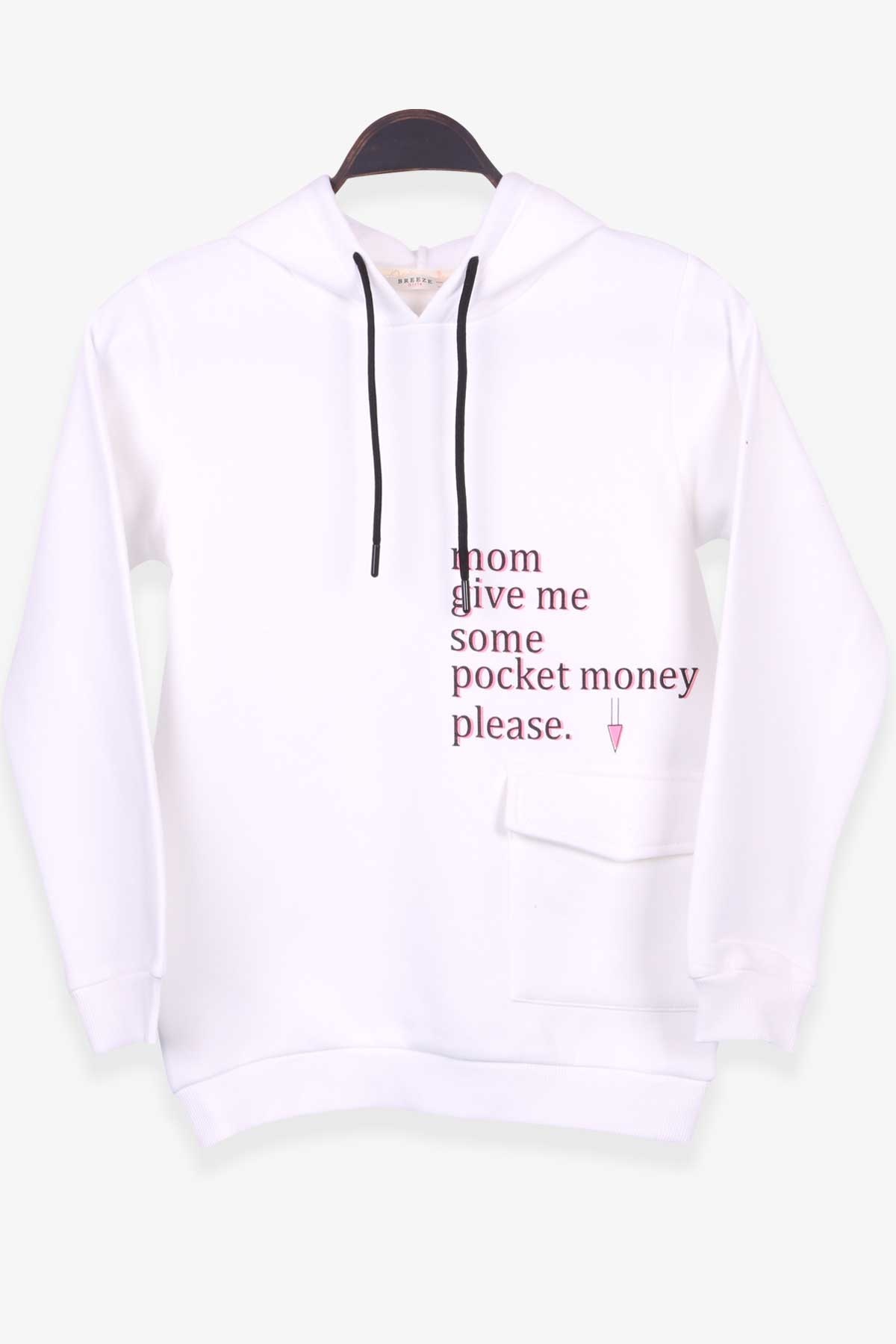Breeze Kız Çocuk Sweatshirt Kapüşonlu Ekru (10-14 Yaş)