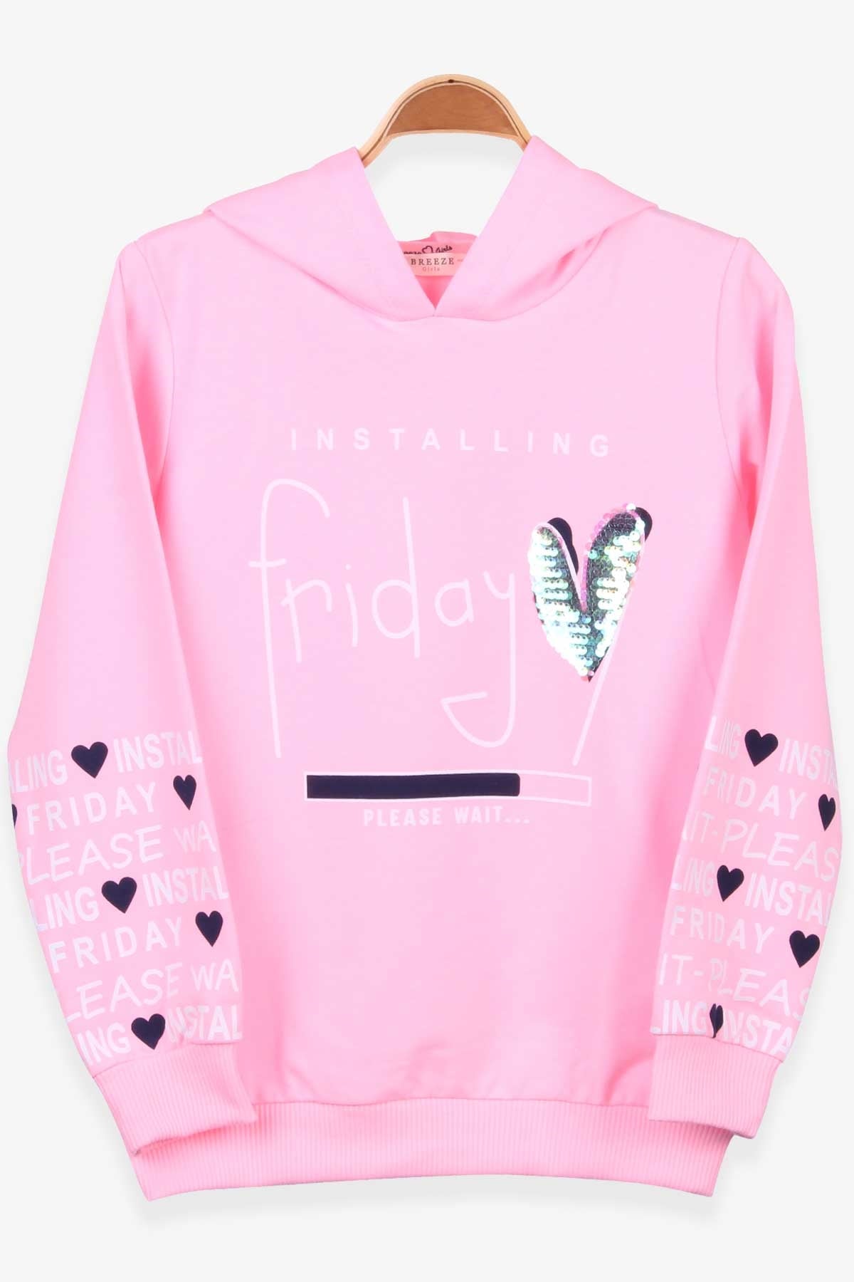 Breeze Kız Çocuk Sweatshirt Kapüşonlu Pudra (6-12 Yaş)