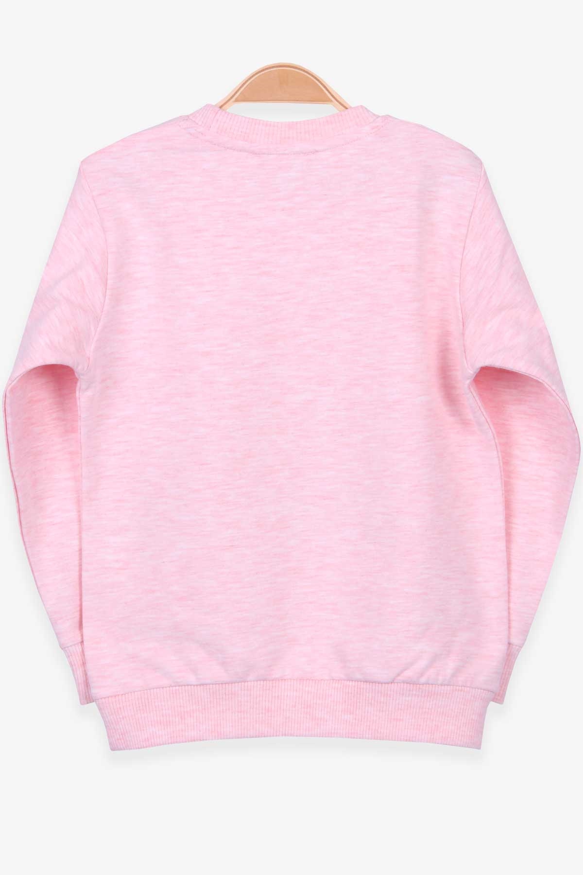 Breeze Kız Çocuk Sweatshirt Kedi Baskılı Somon Melanj (3-7 Yaş)