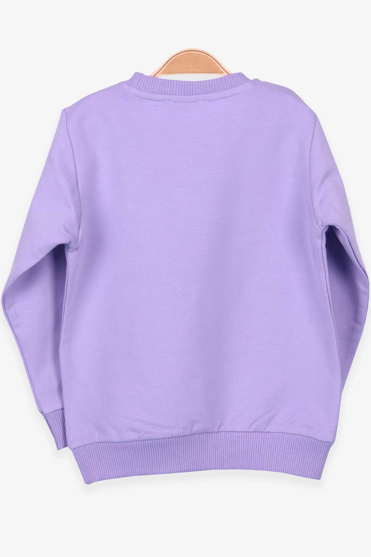 Breeze Kız Çocuk Sweatshirt Kedi Baskılı Lila (3-5 Yaş)