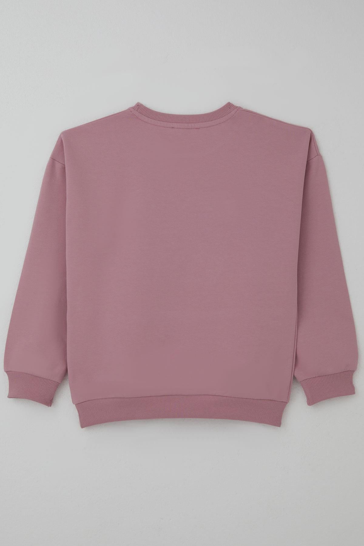 Breeze Kız Çocuk Sweatshirt Kelebek Aplike Nakışlı Gülkurusu (8-12 Yaş)