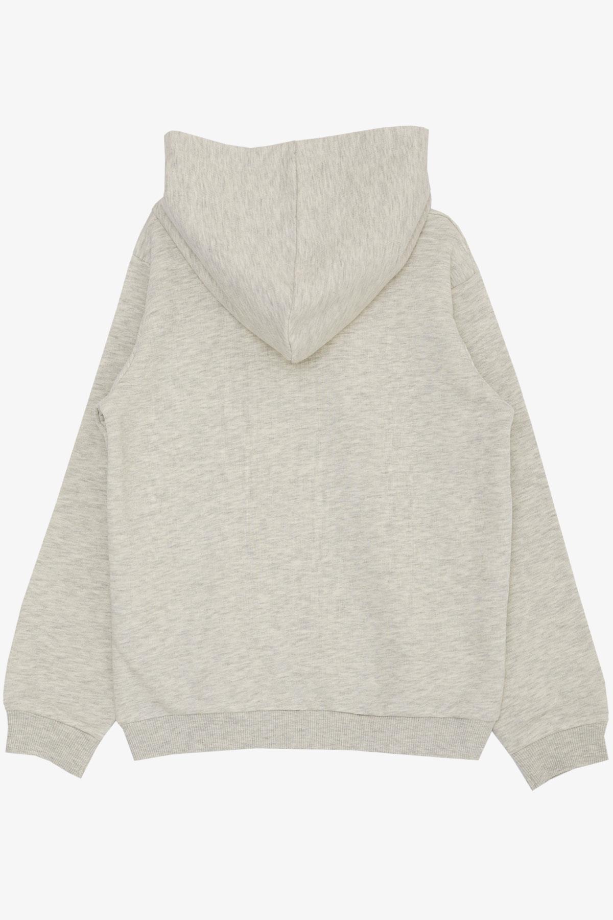 Breeze Kız Çocuk Sweatshirt Kelebek Baskılı Çiçekli Bej Melanj (7-12 Yaş)