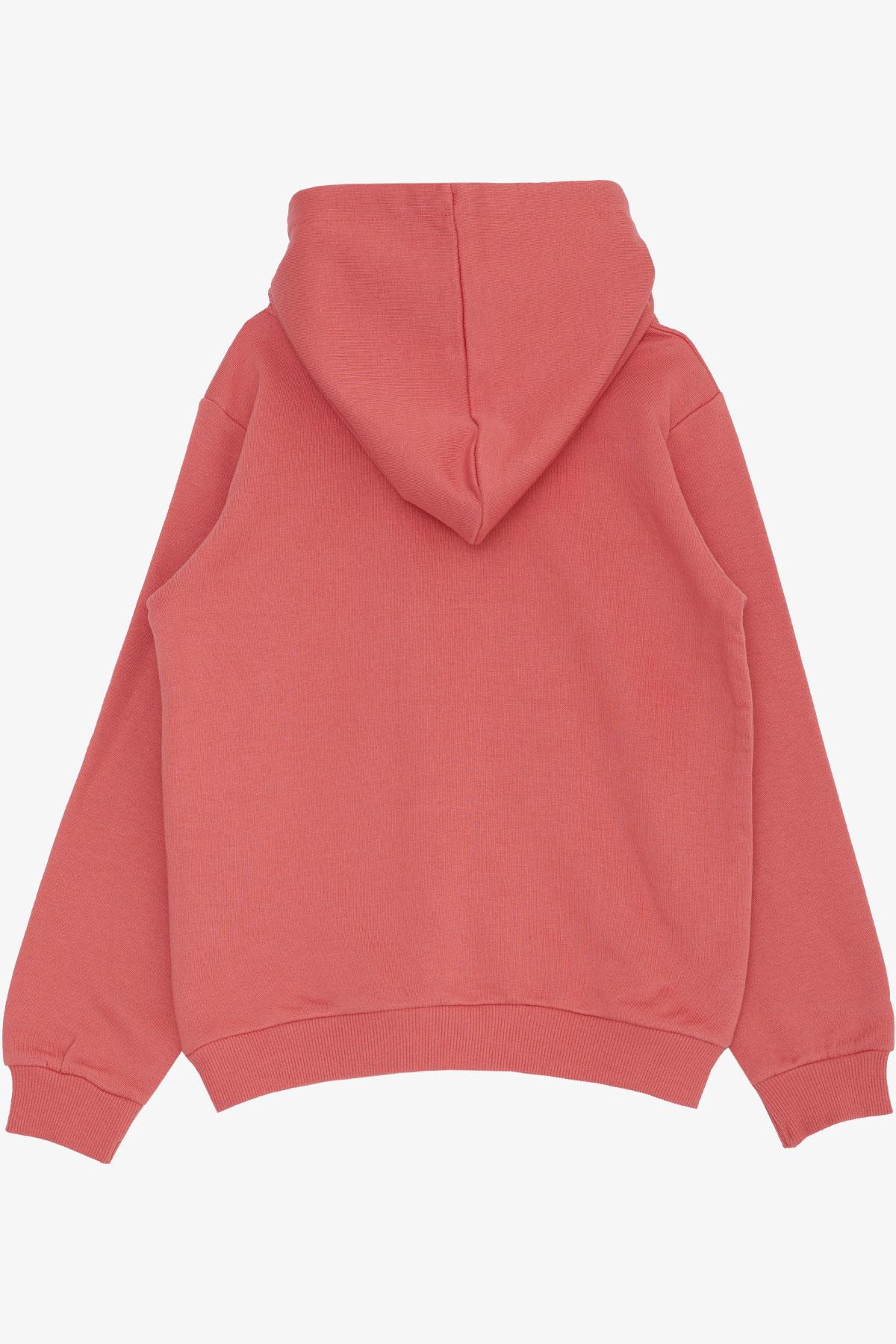 Breeze Kız Çocuk Sweatshirt Kelebek Baskılı Çiçekli Kiremit (7-12 Yaş)