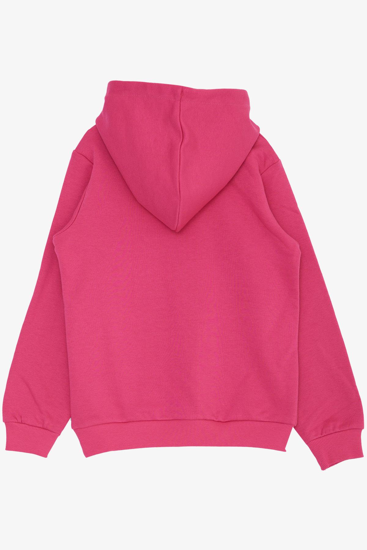 Breeze Kız Çocuk Sweatshirt Kelebek Baskılı Çiçekli Fuşya (7-12 Yaş)