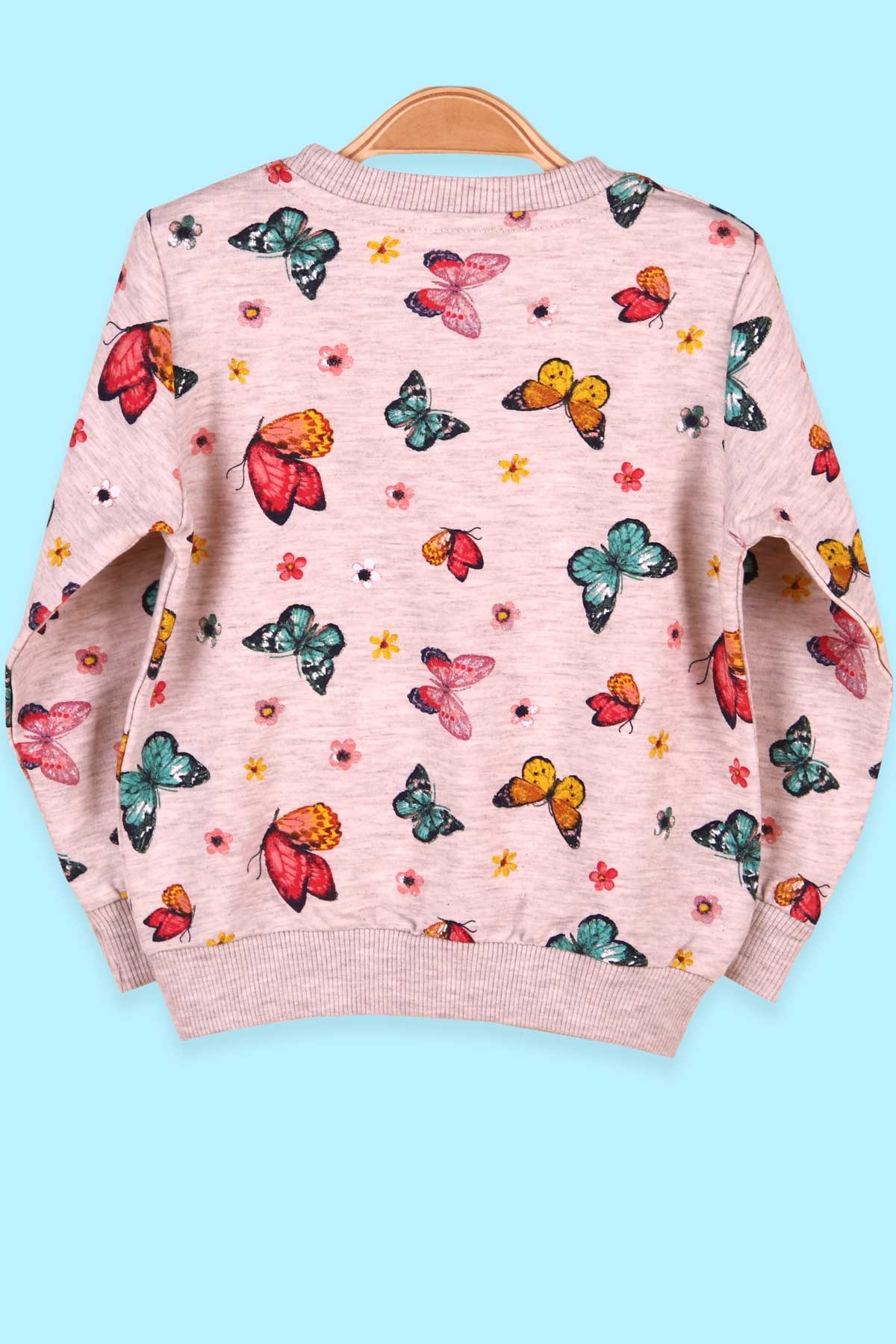 Breeze Kız Çocuk Sweatshirt Kelebek Baskılı Krem (1.5-5 Yaş)