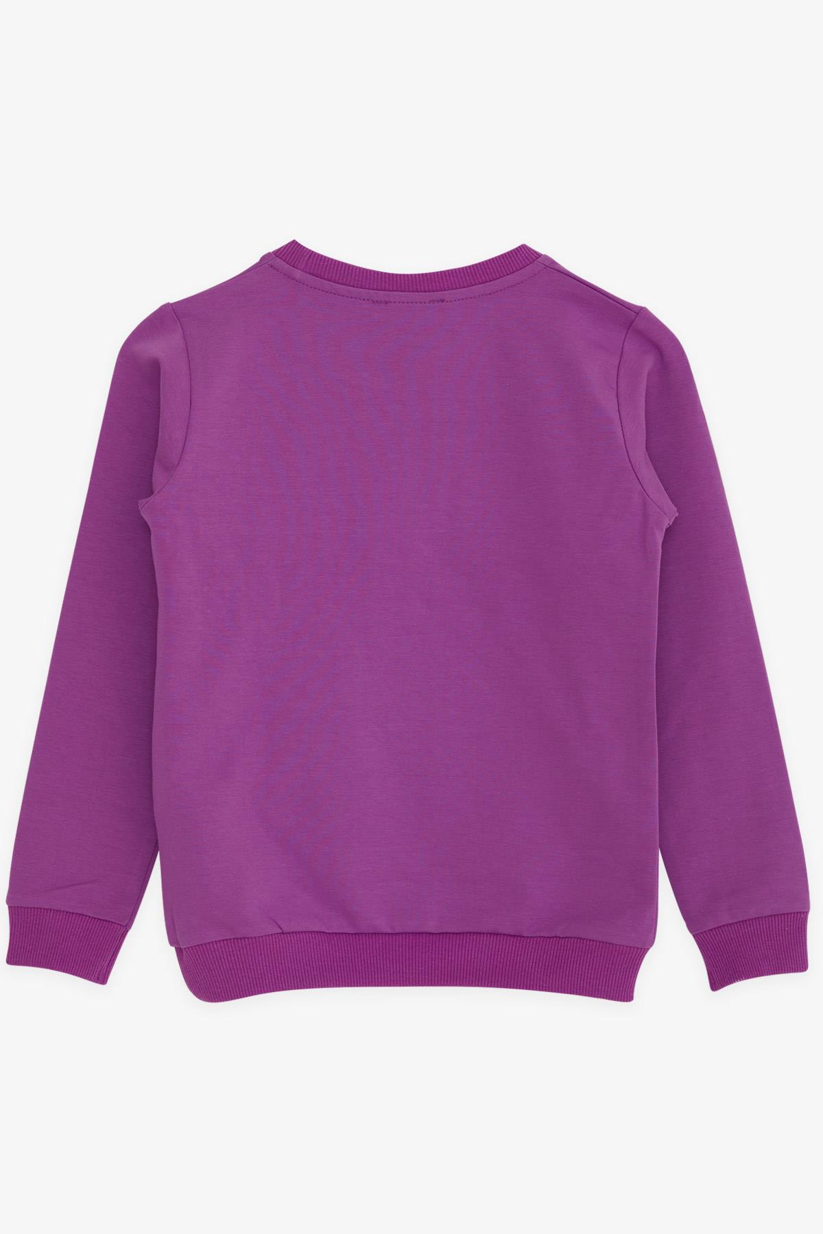 Breeze Kız Çocuk Sweatshirt Kız Baskılı Pullu Eflatun (8-14 Yaş)