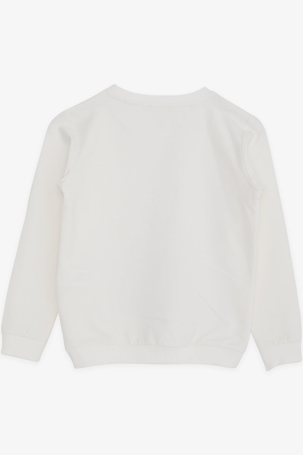Breeze Kız Çocuk Sweatshirt Kız Baskılı Pullu Ekru (8-14 Yaş)