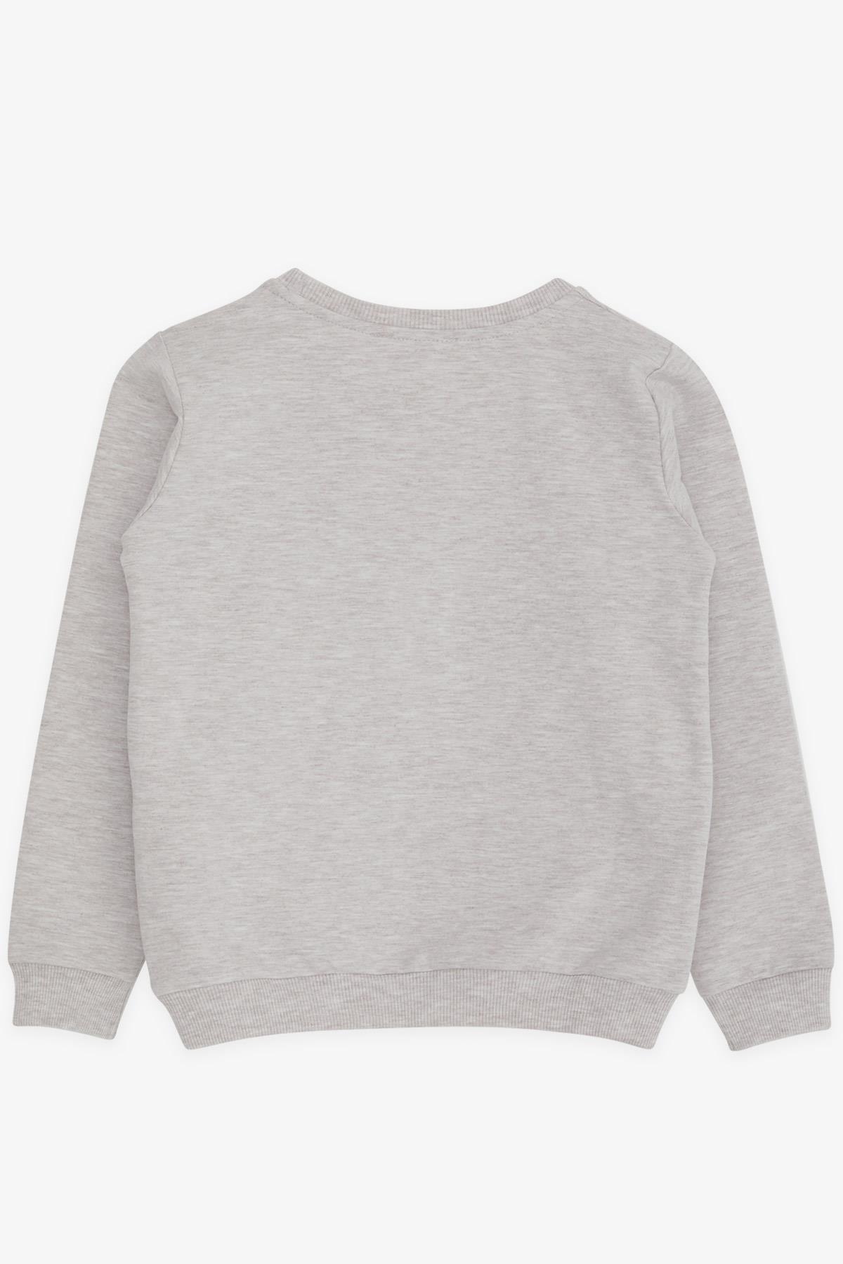 Breeze Kız Çocuk Sweatshirt Kız Baskılı Pullu Bej Melanj (8-14 Yaş)