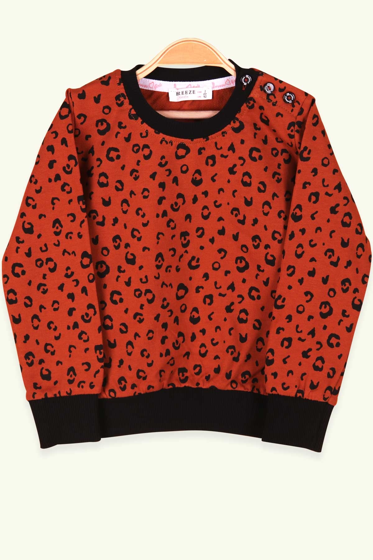 Breeze Kız Çocuk Sweatshirt Leopar Desenli Tarçın (2-5 Yaş)