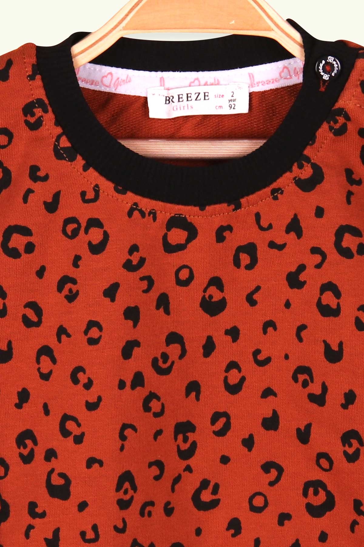 Breeze Kız Çocuk Sweatshirt Leopar Desenli Tarçın (2-5 Yaş)