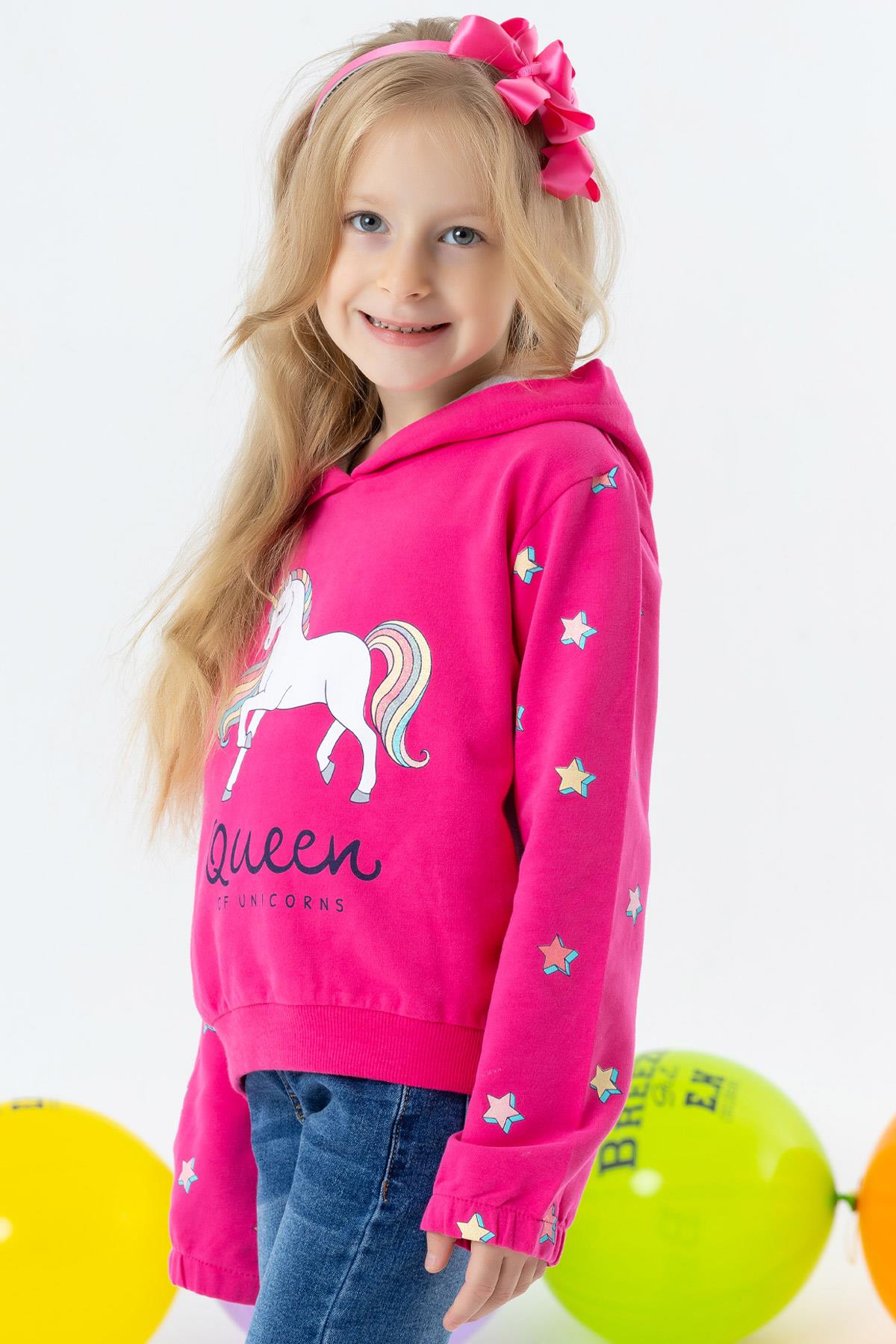 Breeze Kız Çocuk Sweatshirt Maskeli Unicorn Pembe (2 Yaş)