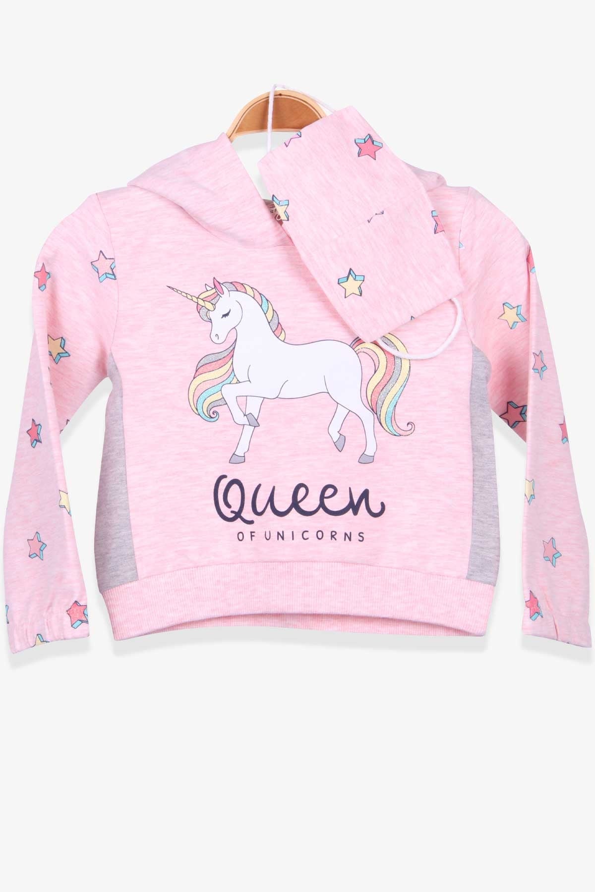 Breeze Kız Çocuk Sweatshirt Maskeli Unicorn Somon Melanj (2-6 Yaş)
