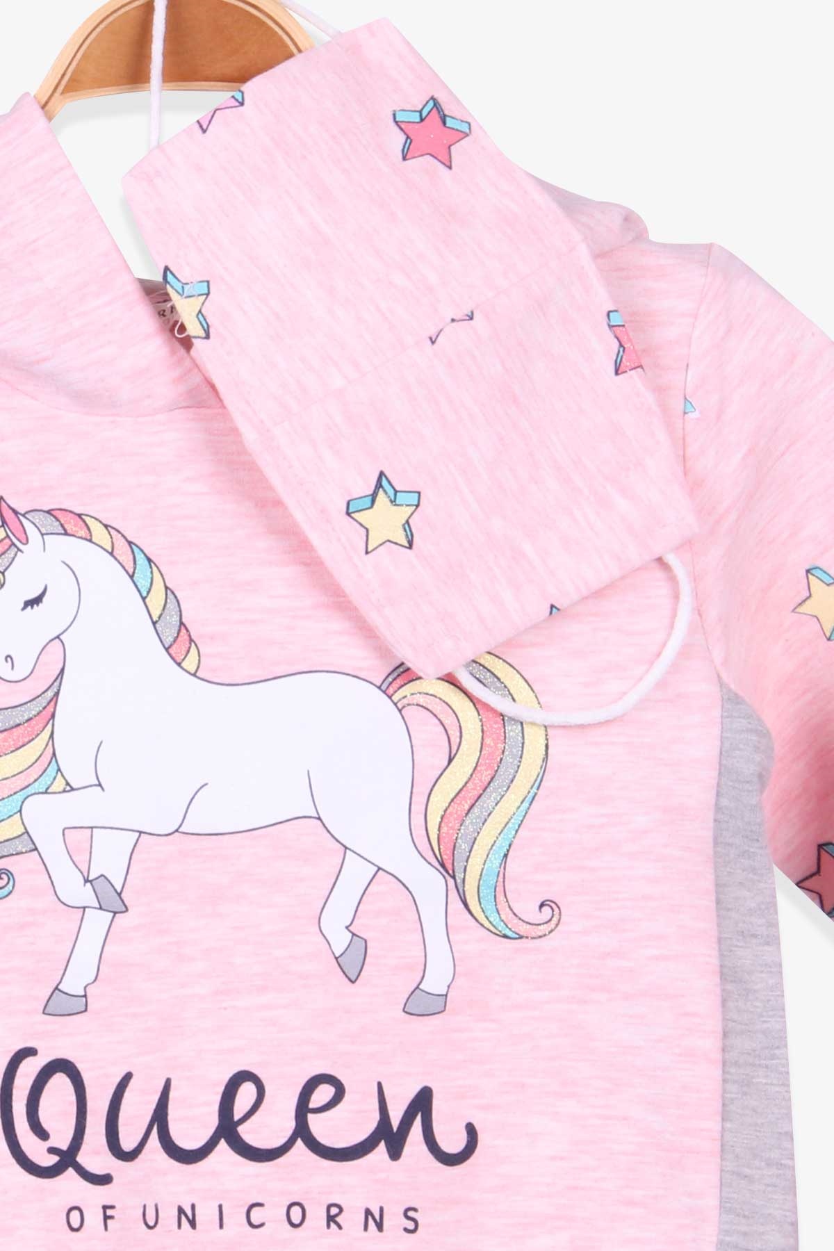 Breeze Kız Çocuk Sweatshirt Maskeli Unicorn Somon Melanj (2-6 Yaş)