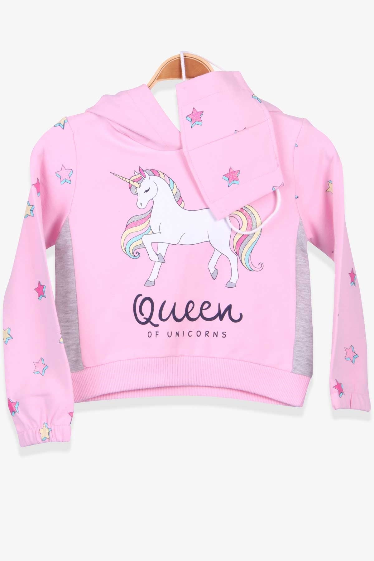 Breeze Kız Çocuk Sweatshirt Maskeli Unicorn Pudra (2-6 Yaş)