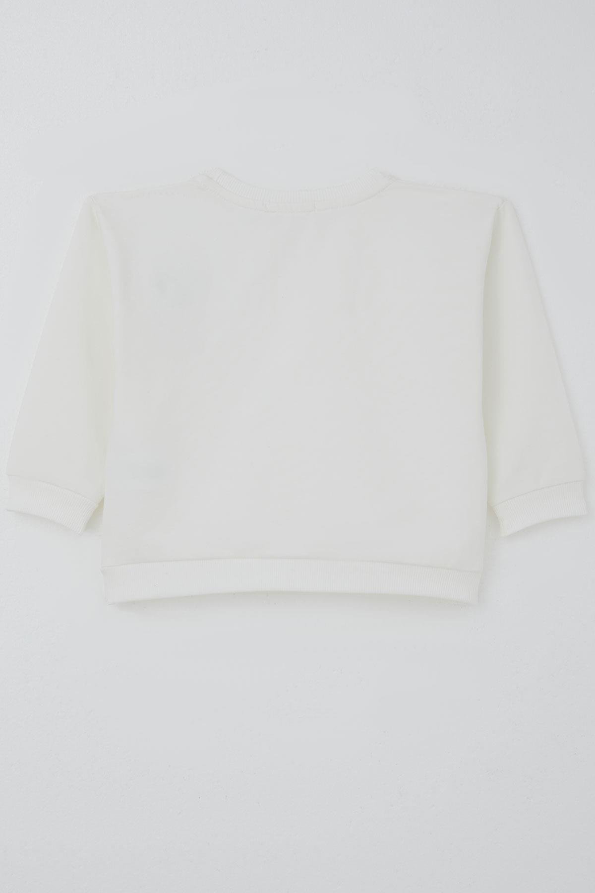 Breeze Kız Çocuk Sweatshirt Mutlu Bulut & Sevimli Civciv Aksesuar Detaylı Ekru (2-6 Yaş)