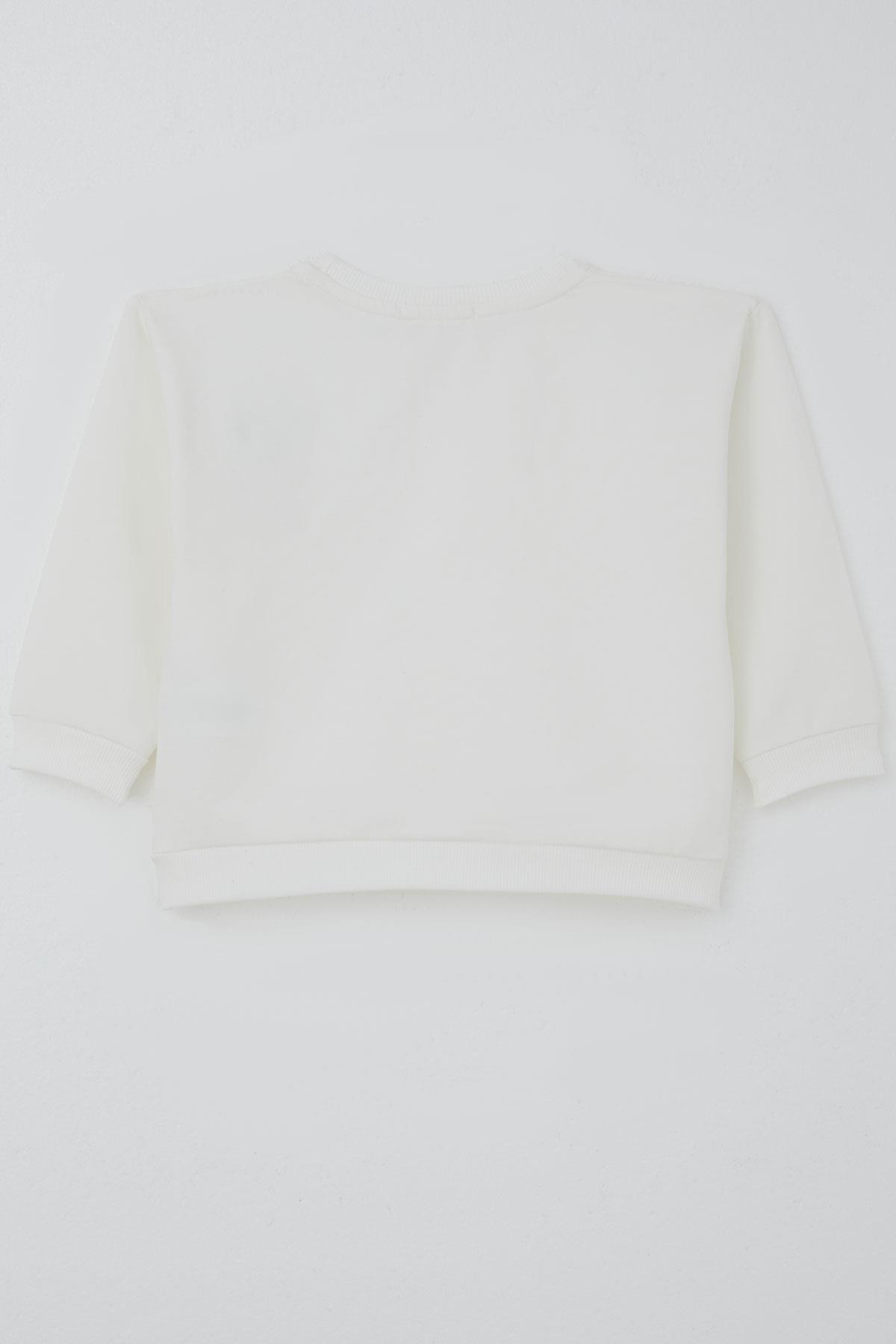 Breeze Kız Çocuk Sweatshirt Mutlu Bulut & Sevimli Civciv Aksesuar Detaylı Ekru (2-6 Yaş)