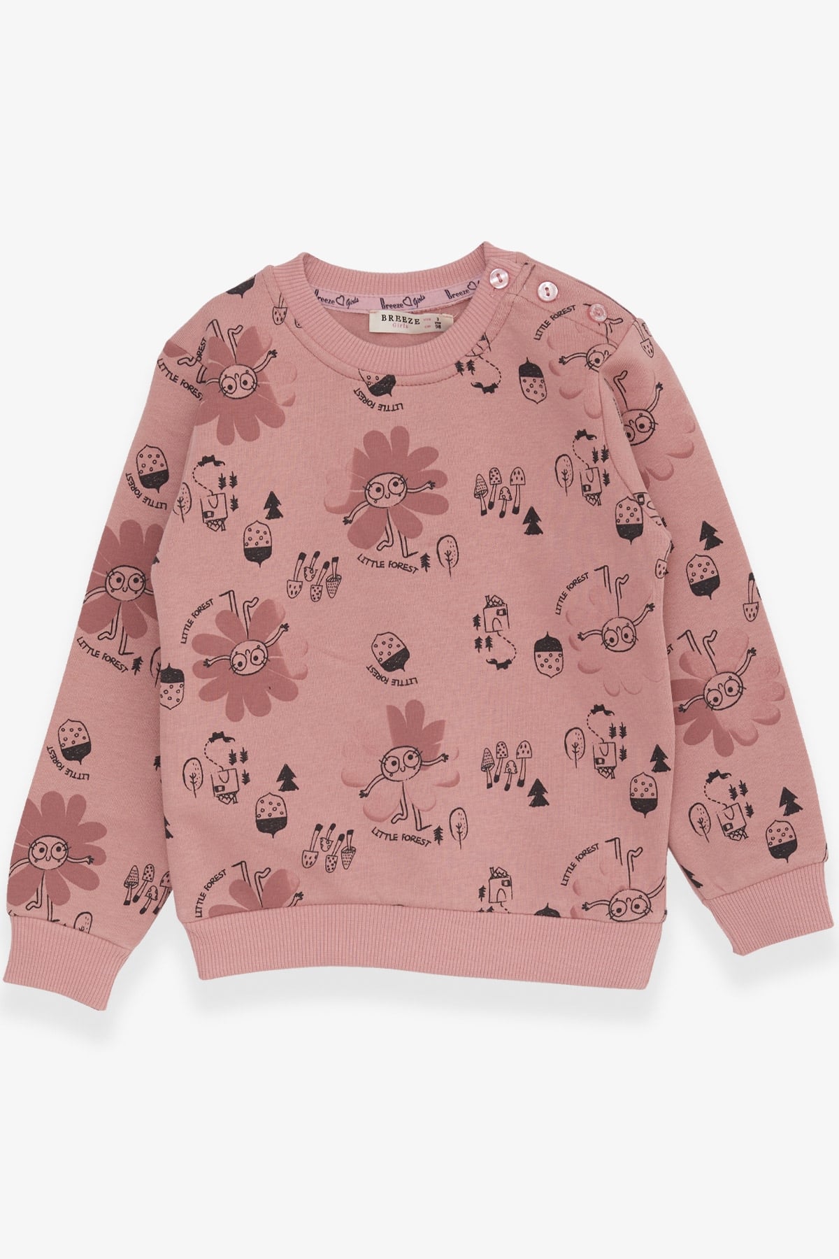 Breeze Kız Çocuk Sweatshirt Mutlu Papatya Desenli (1.5-5 Yaş)