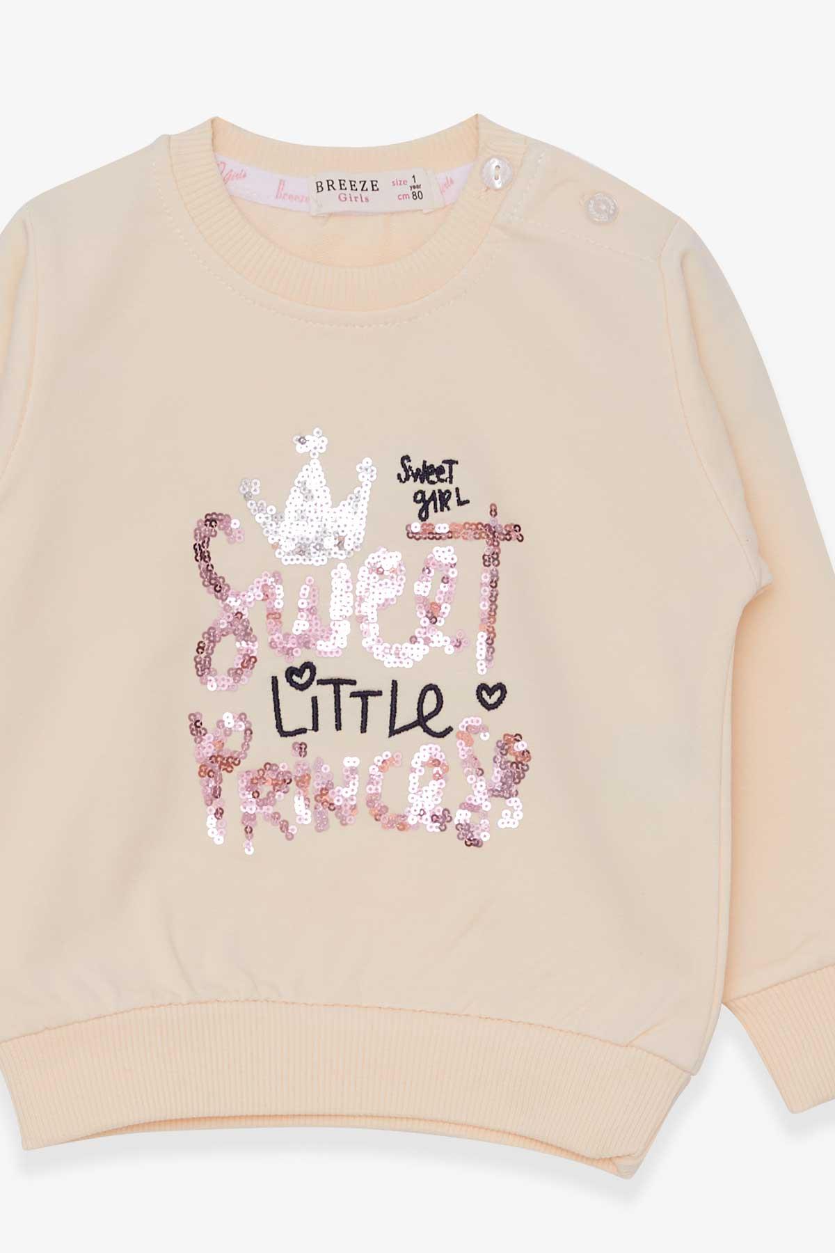 Breeze Kız Çocuk Sweatshirt Nakışlı Pullu Krem (1-3 Yaş)