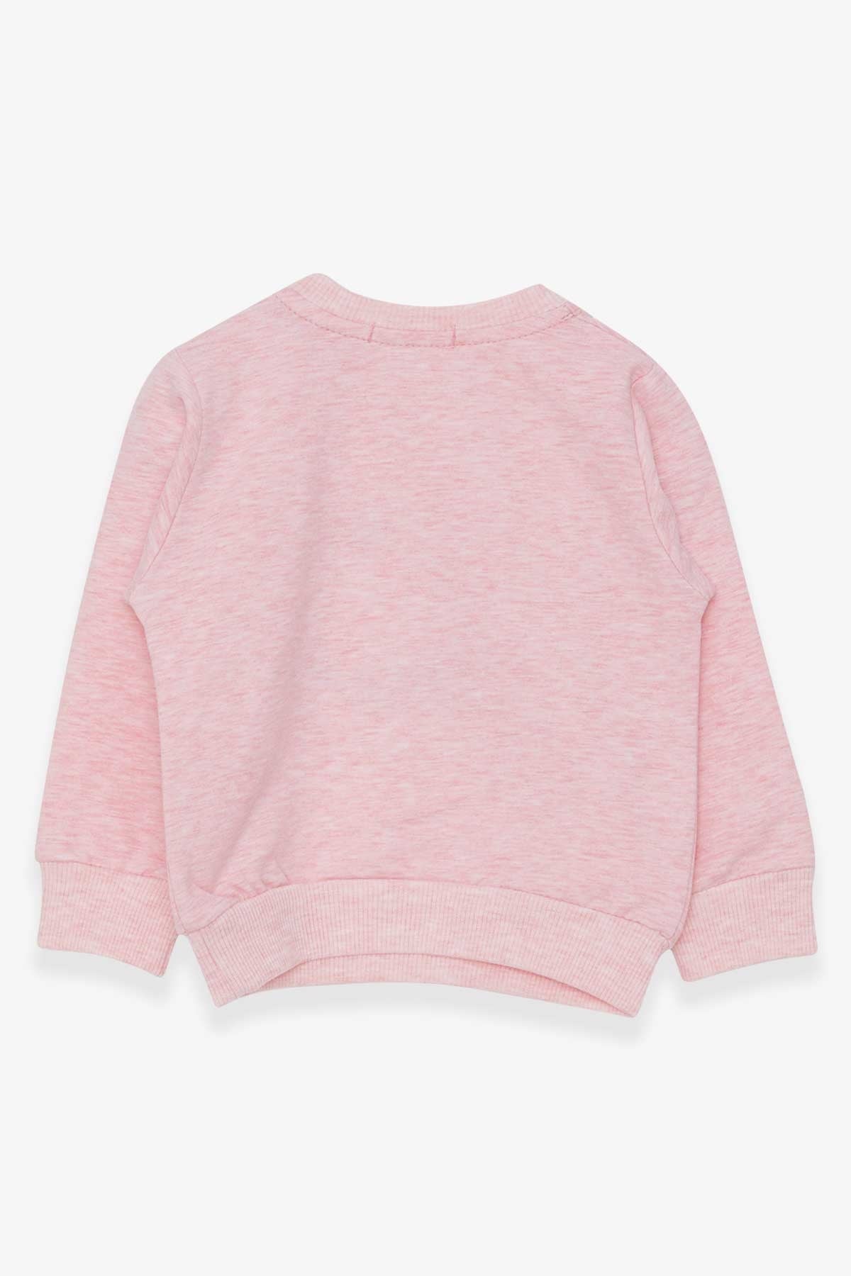 Breeze Kız Çocuk Sweatshirt Nakışlı Pullu Somon Melanj (1-4 Yaş)