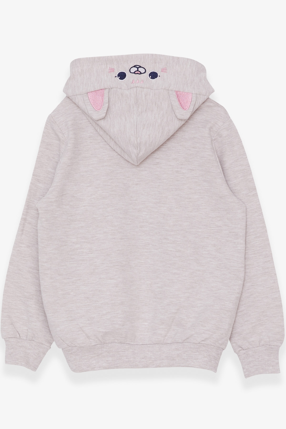 Breeze Kız Çocuk Sweatshirt Nakışlı Yazı Baskılı Bej Melanj (2-6 Yaş)