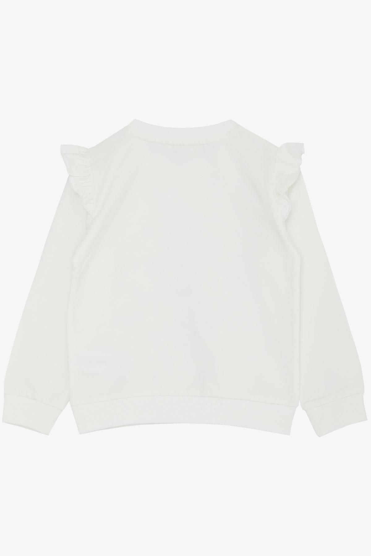 Breeze Kız Çocuk Sweatshirt Nazik & Mutlu Sevimli Ayıcık Baskılı Ekru (2-6 Yaş)