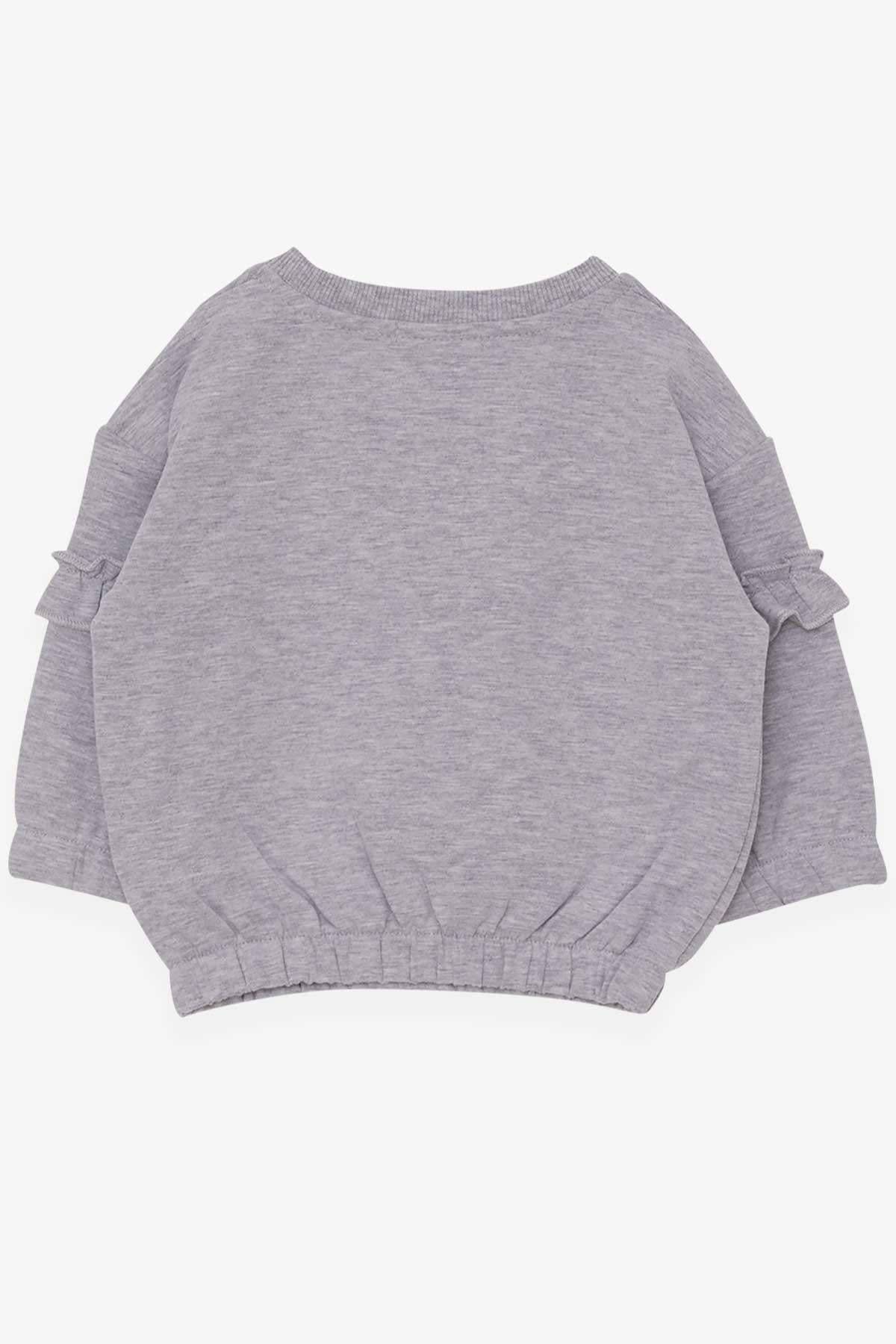Breeze Kız Çocuk Sweatshirt Okul Temalı Gri Melanj (1-4 Yaş)