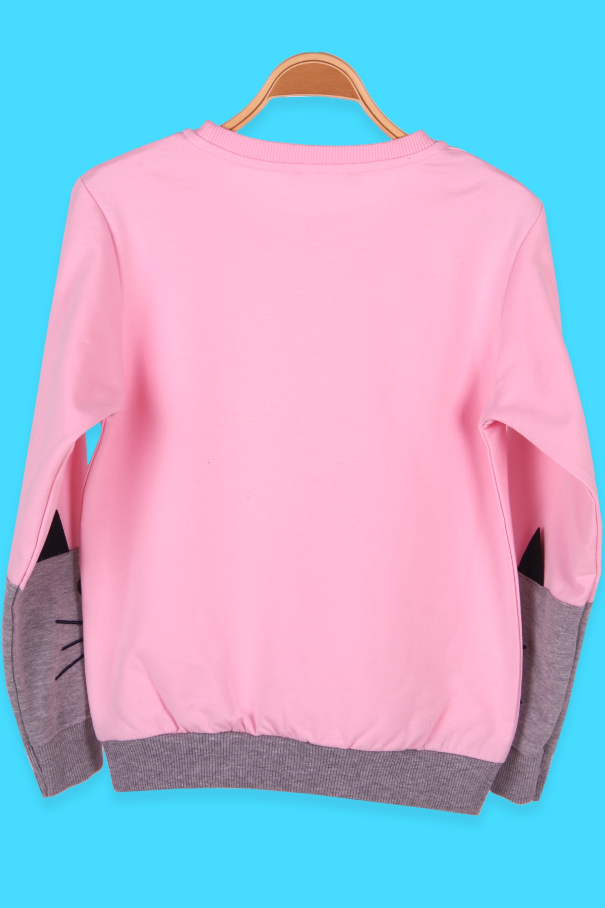 Breeze Kız Çocuk Sweatshirt Ön Kolları Nakışlı Pudra (6-12 Yaş)