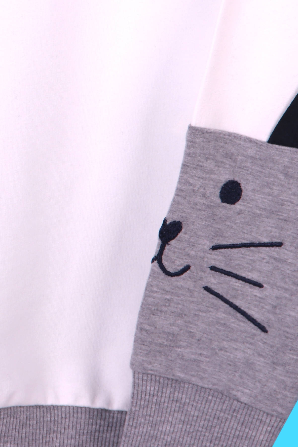 Breeze Kız Çocuk Sweatshirt Ön Kolları Nakışlı Ekru (6-12 Yaş)