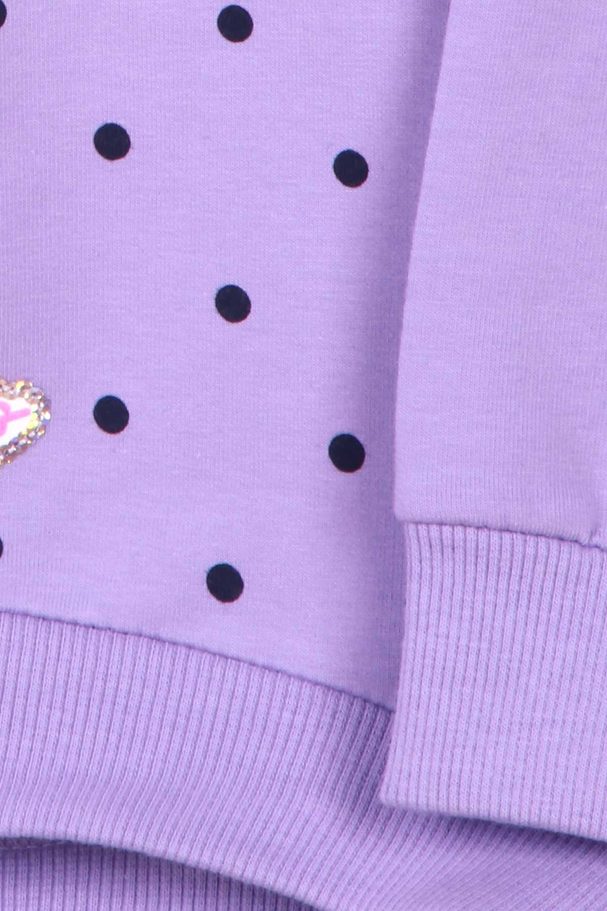 Breeze Kız Çocuk Sweatshirt Puantiyeli Baskılı Lila (4-8 Yaş)