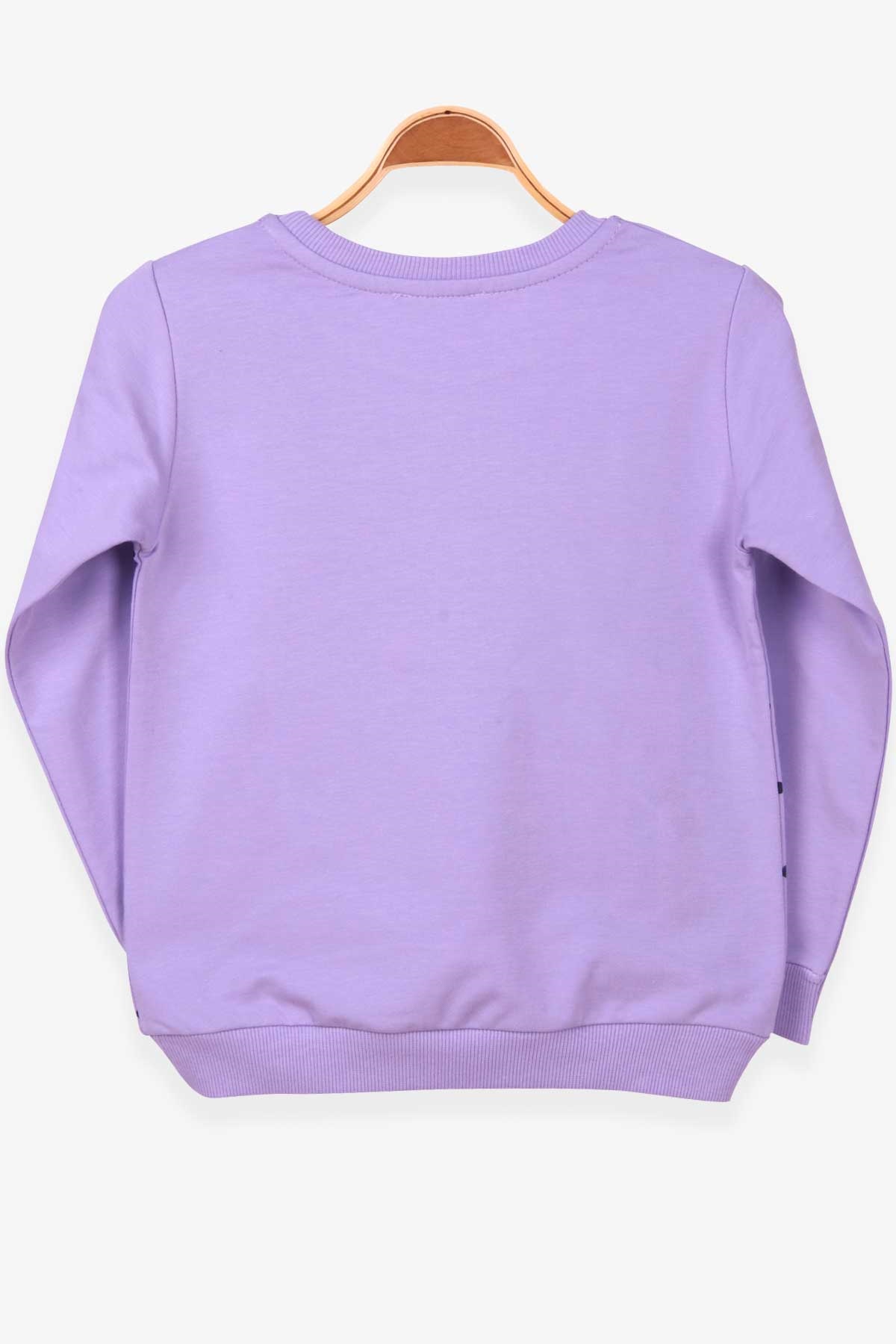 Breeze Kız Çocuk Sweatshirt Puantiyeli Baskılı Lila (4-8 Yaş)