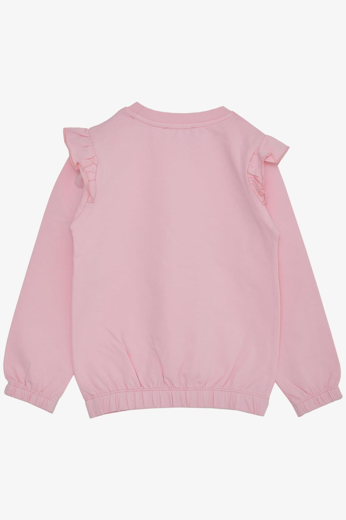 Breeze Kız Çocuk Sweatshirt Pullu Ayıcık Aksesuarlı Simli Yazı Baskılı Pembe (1.5-5 Yaş)