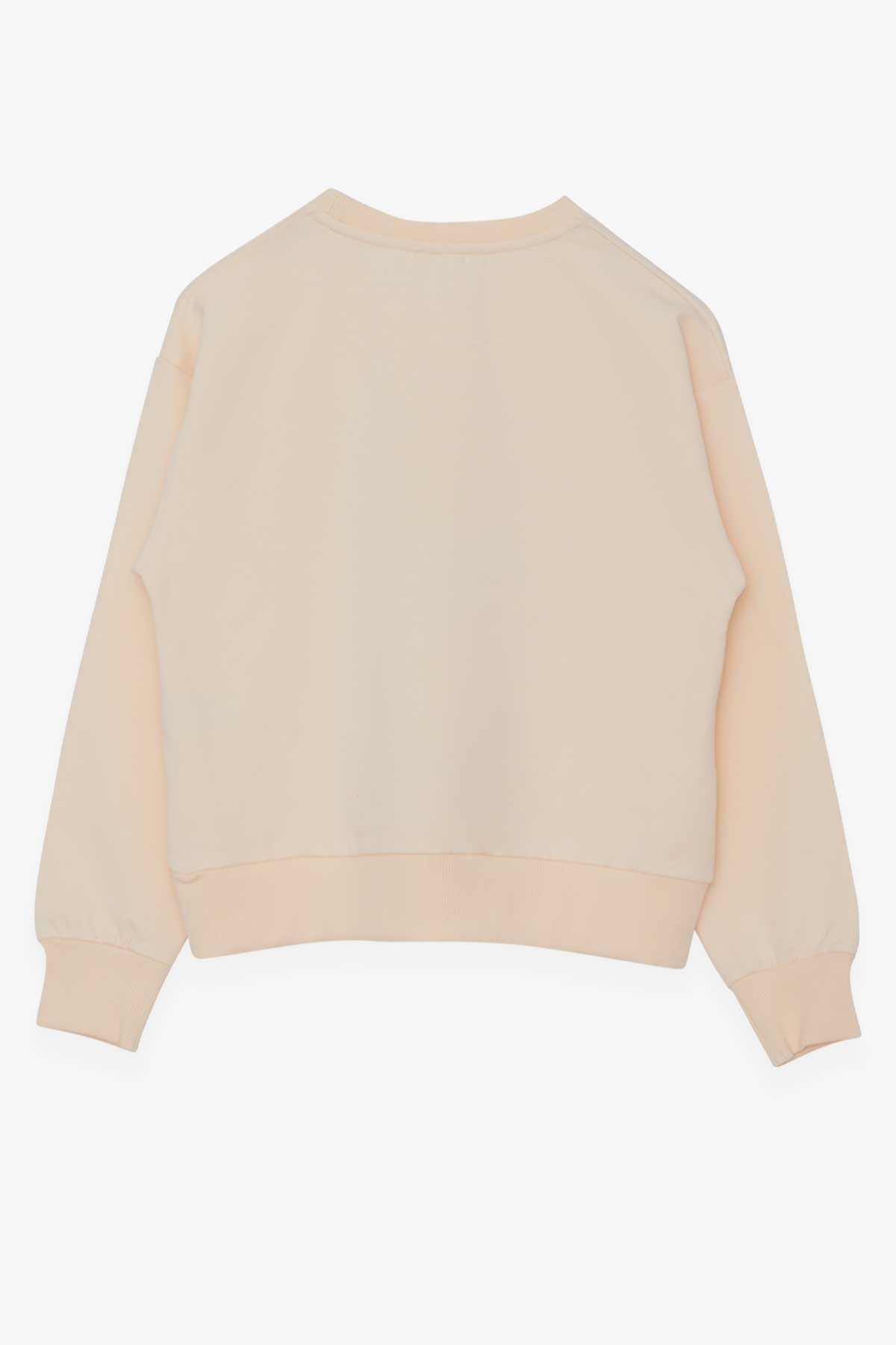 Breeze Kız Çocuk Sweatshirt Pullu Kız Baskılı Krem (8-14 Yaş)