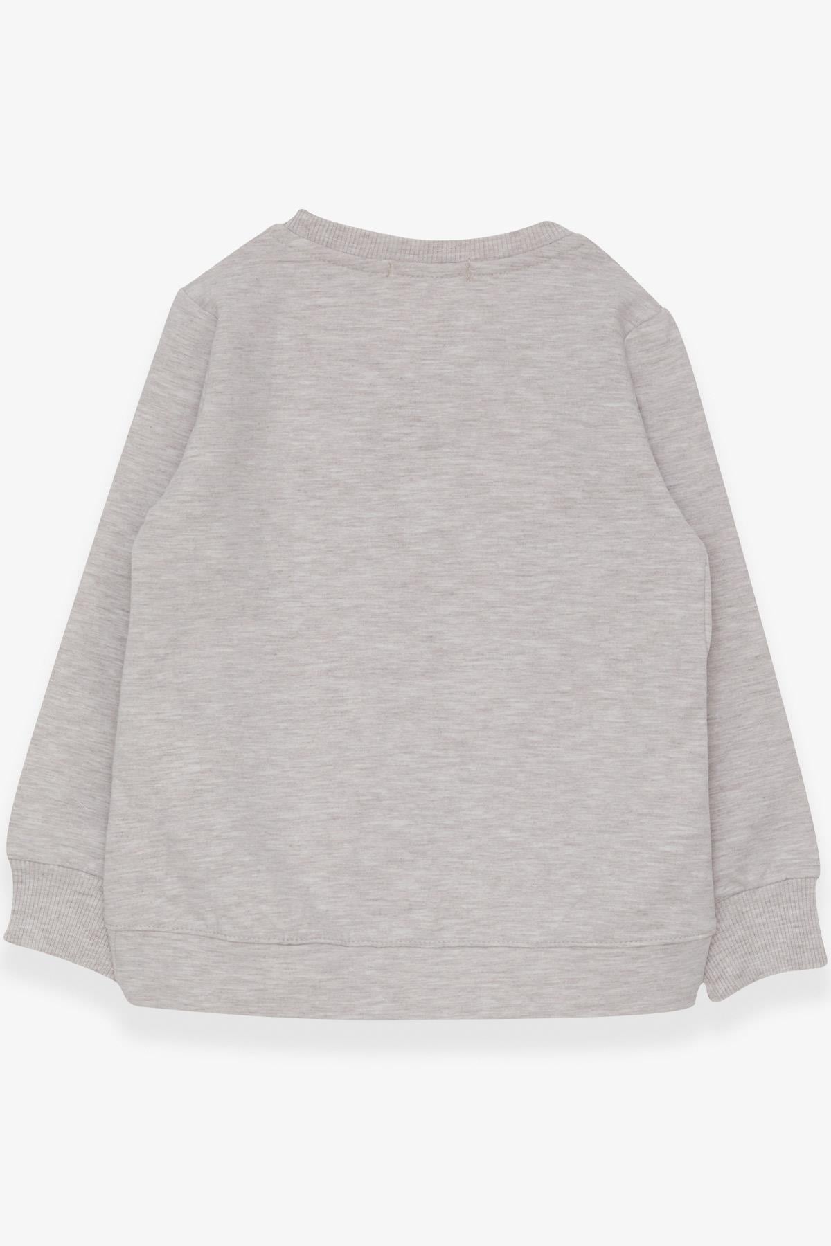 Breeze Kız Çocuk Sweatshirt Pullu Kız Baskılı Bej Melanj (3-8 Yaş)