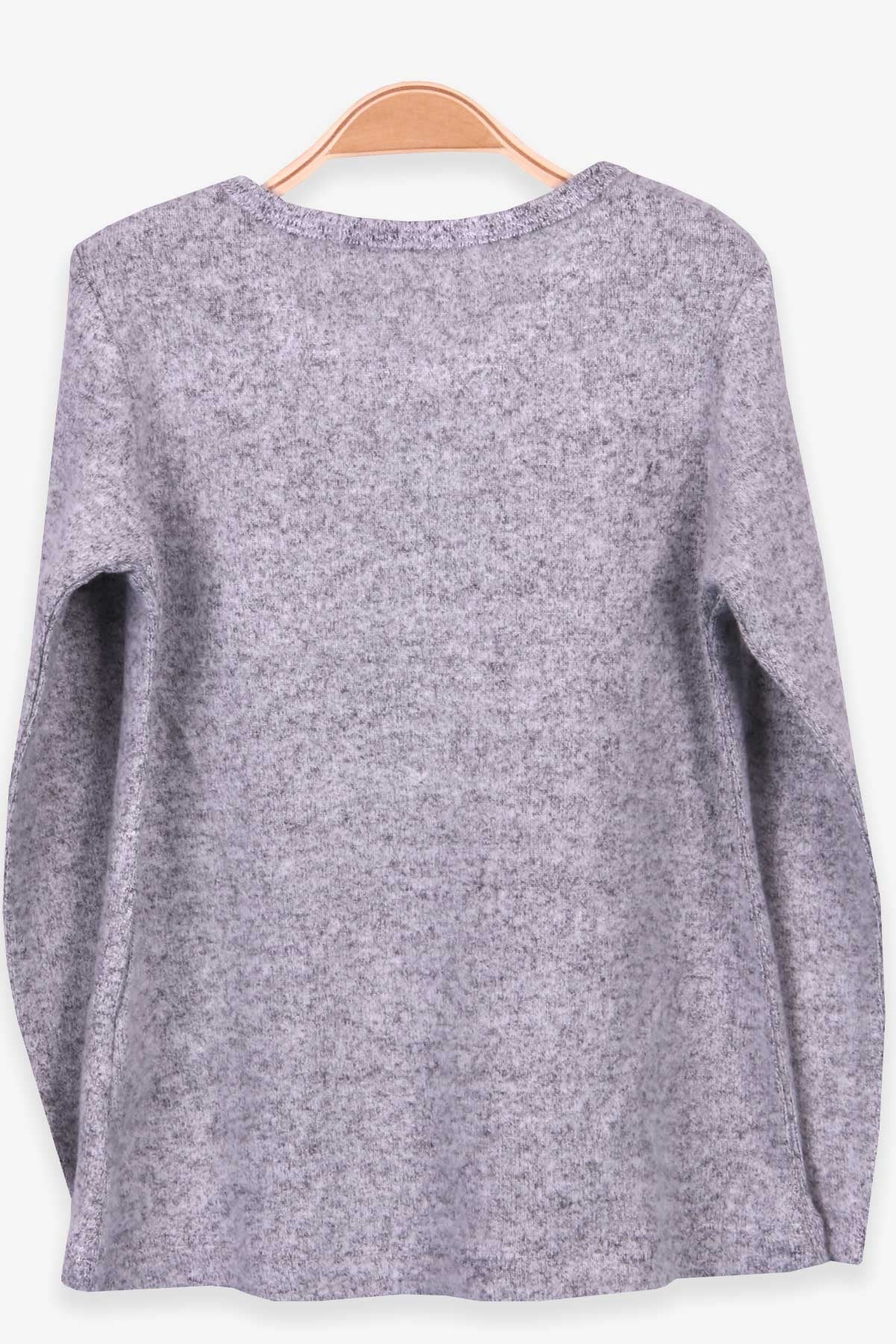 Breeze Kız Çocuk Sweatshirt Pullu Nakışlı Gri (3-8 Yaş)