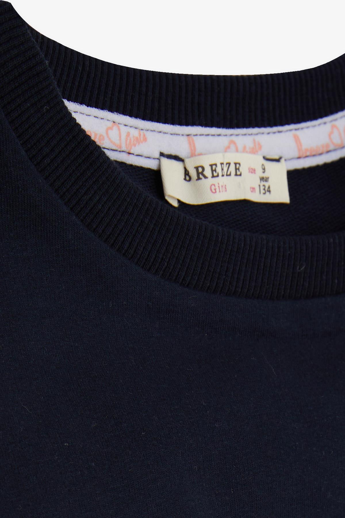 Breeze Kız Çocuk Sweatshirt Pullu Nakışlı Lacivert (9-14 Yaş)