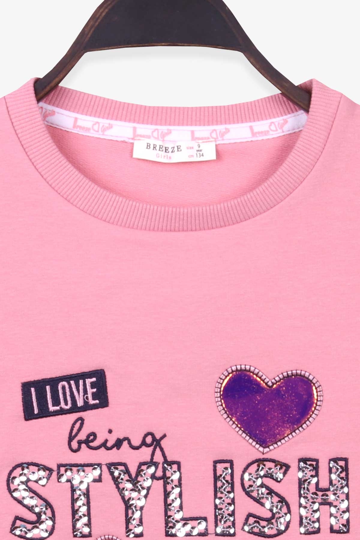 Breeze Kız Çocuk Sweatshirt Pullu Nakışlı Gülkurusu (9-14 Yaş)