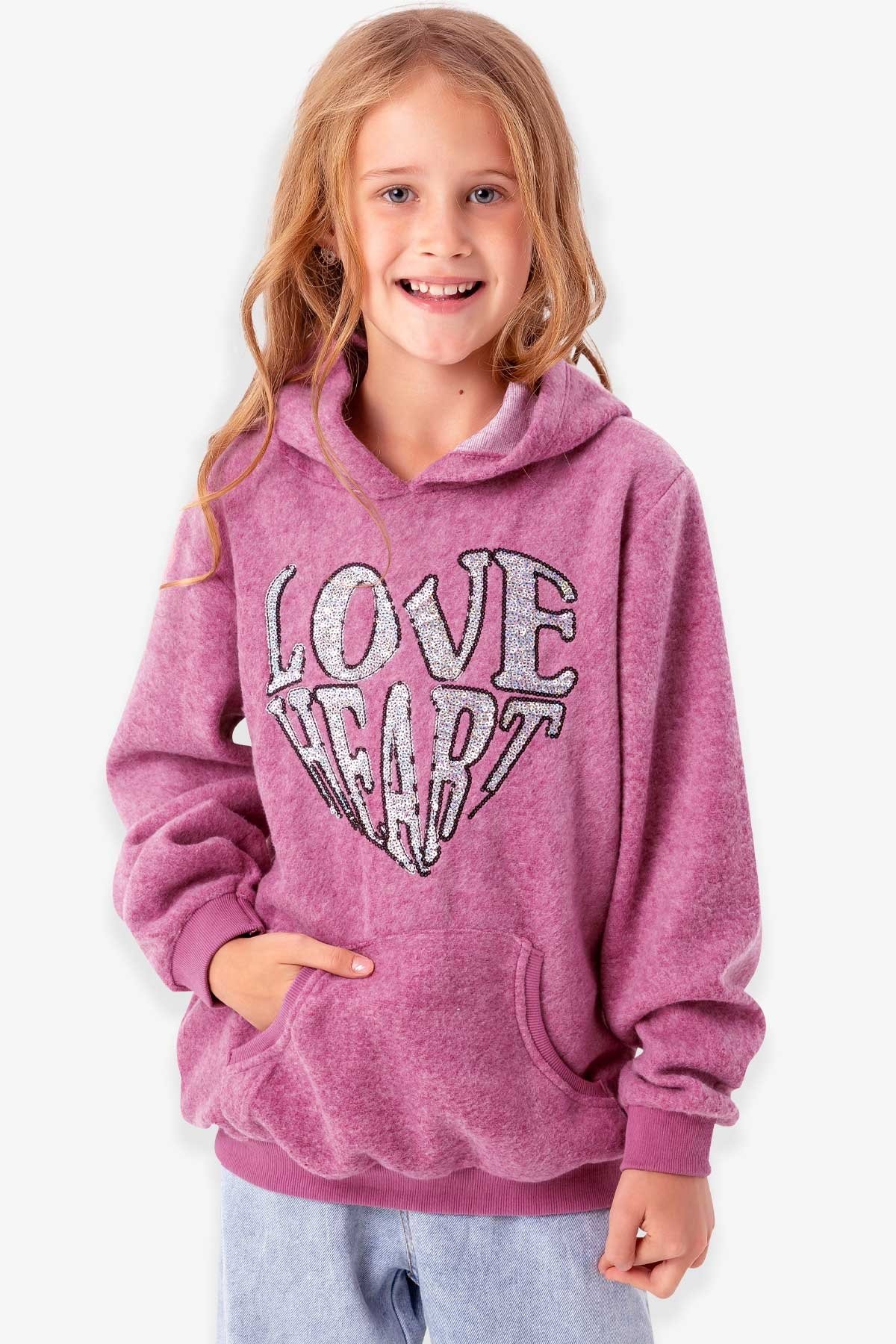 Breeze Kız Çocuk Sweatshirt Pullu Nakışlı Gülkurusu (2-6 Yaş)