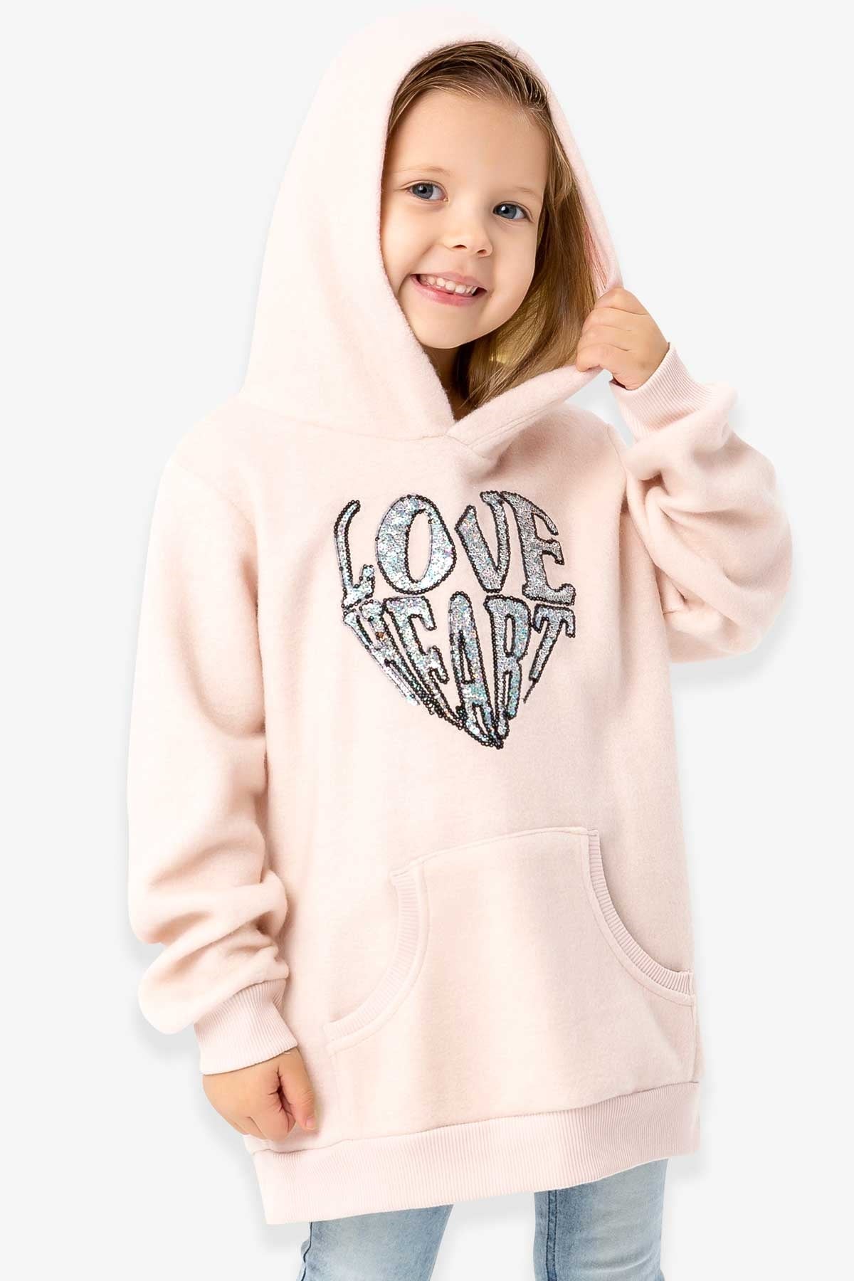 Breeze Kız Çocuk Sweatshirt Pullu Nakışlı Krem (2-6 Yaş)