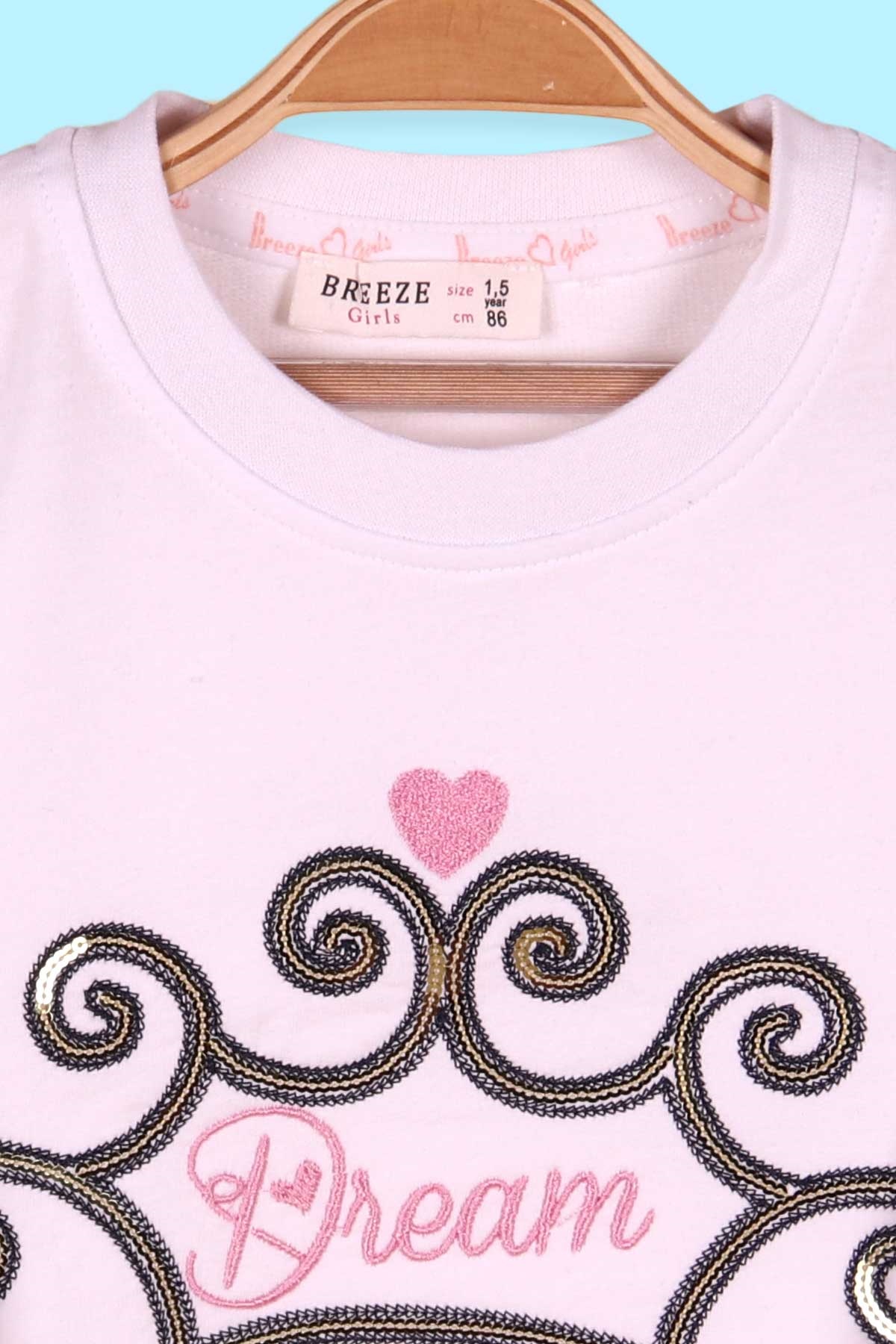 Breeze Kız Çocuk Sweatshirt Pullu Nakışlı Desenli Beyaz (1.5-5 Yaş)