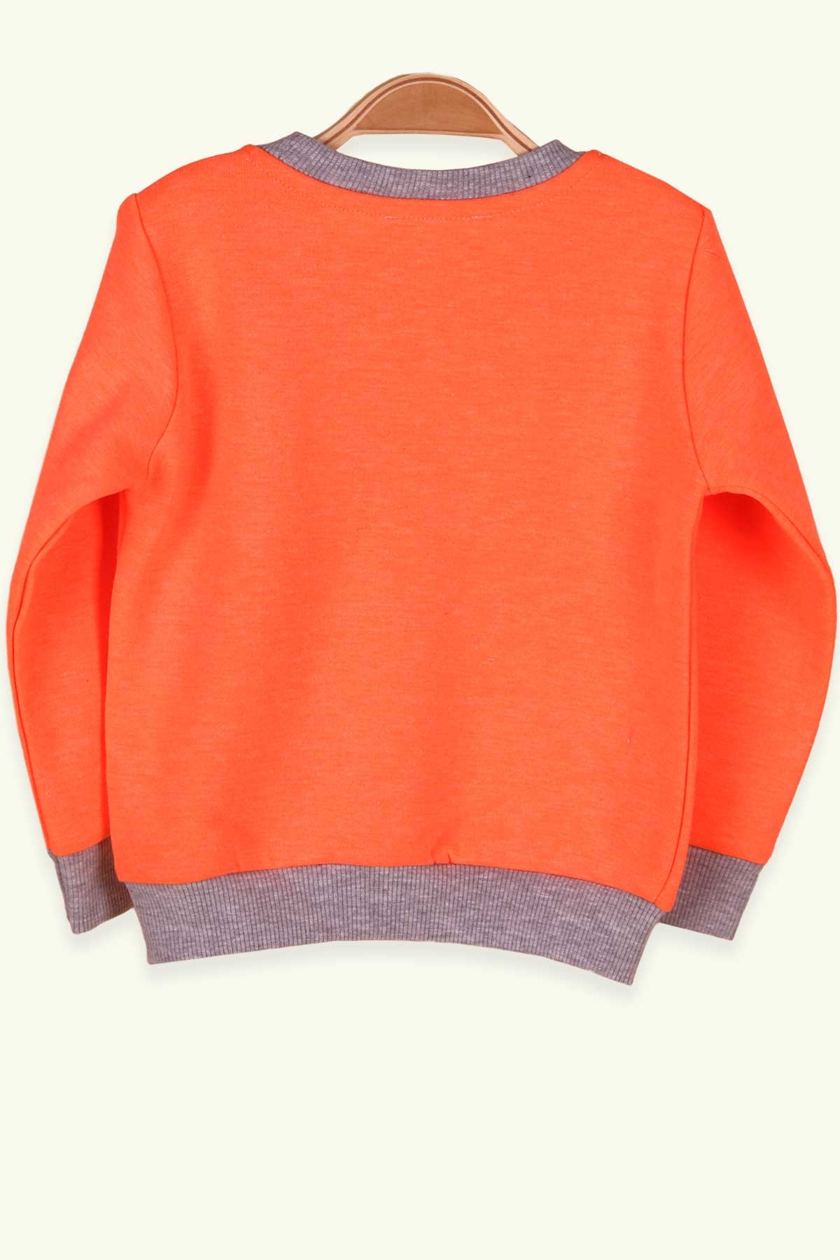 Breeze Kız Çocuk Sweatshirt Pullu Nakışlı Desenli Neon Turuncu (1.5-5 Yaş)