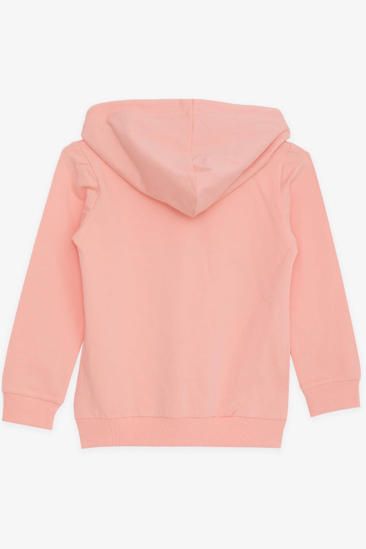 Breeze Kız Çocuk Sweatshirt Pullu Simli Gülenyüz Baskılı Somon (4-9 Yaş)