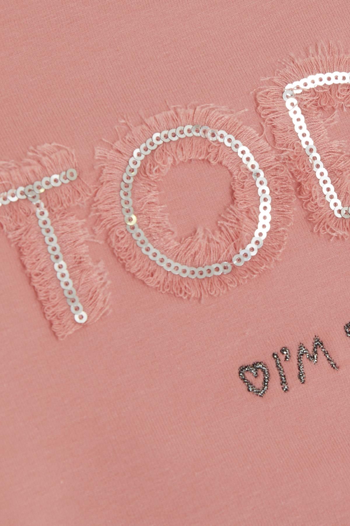 Breeze Kız Çocuk Sweatshirt Pullu Simli Yazı Baskılı Gülkurusu (3-8 Yaş)