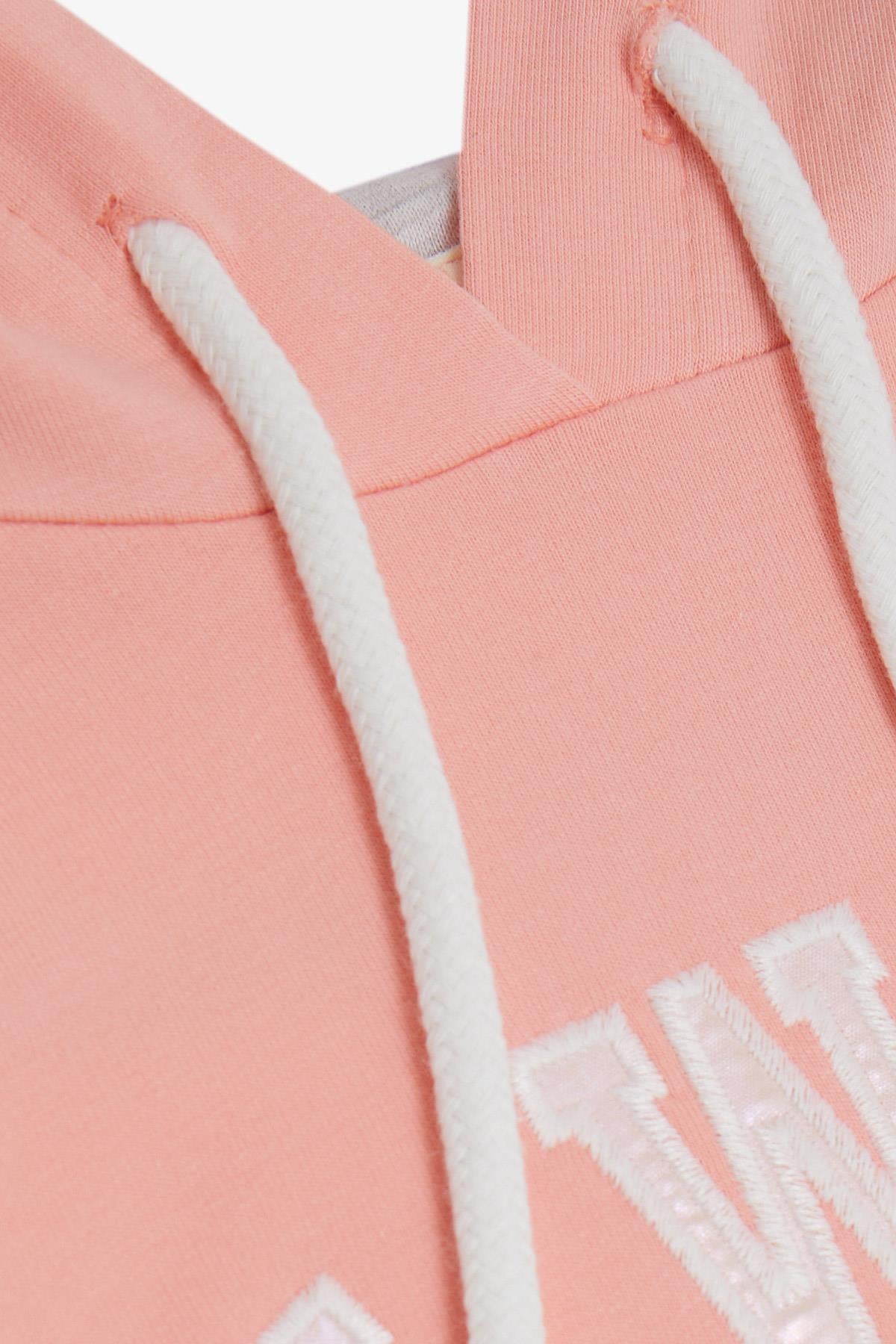 Breeze Kız Çocuk Sweatshirt Pullu Simli Gülenyüz Baskılı Somon (4-9 Yaş)