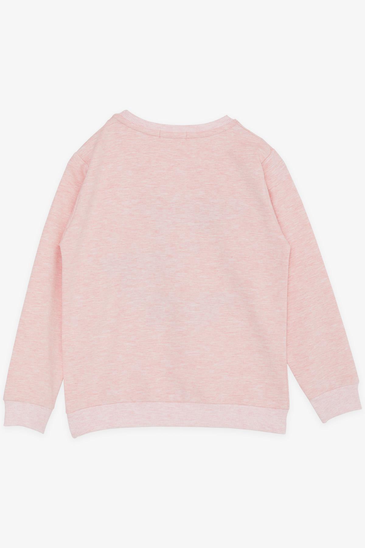 Breeze Kız Çocuk Sweatshirt Pullu Yazı Baskılı Somon Melanj (8-14 Yaş)