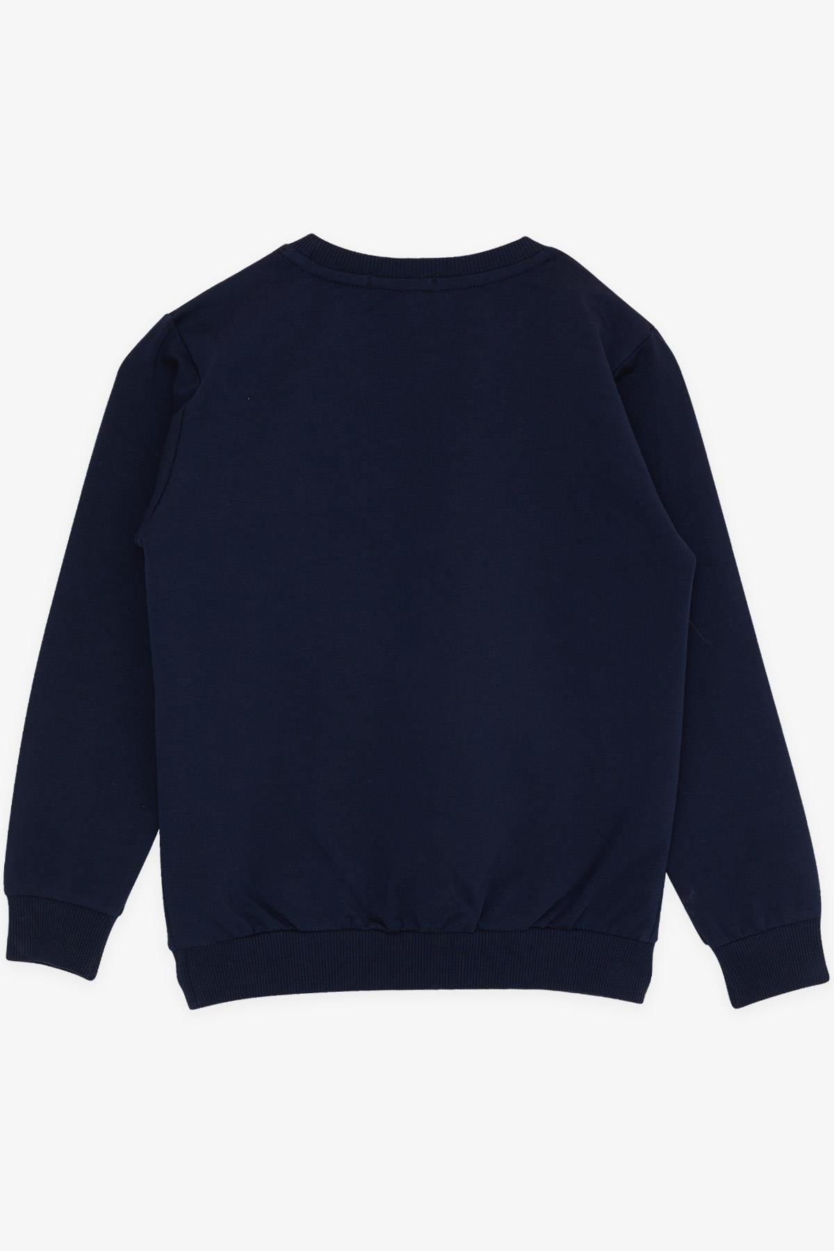 Breeze Kız Çocuk Sweatshirt Pullu Yazı Baskılı Lacivert (8-14 Yaş)
