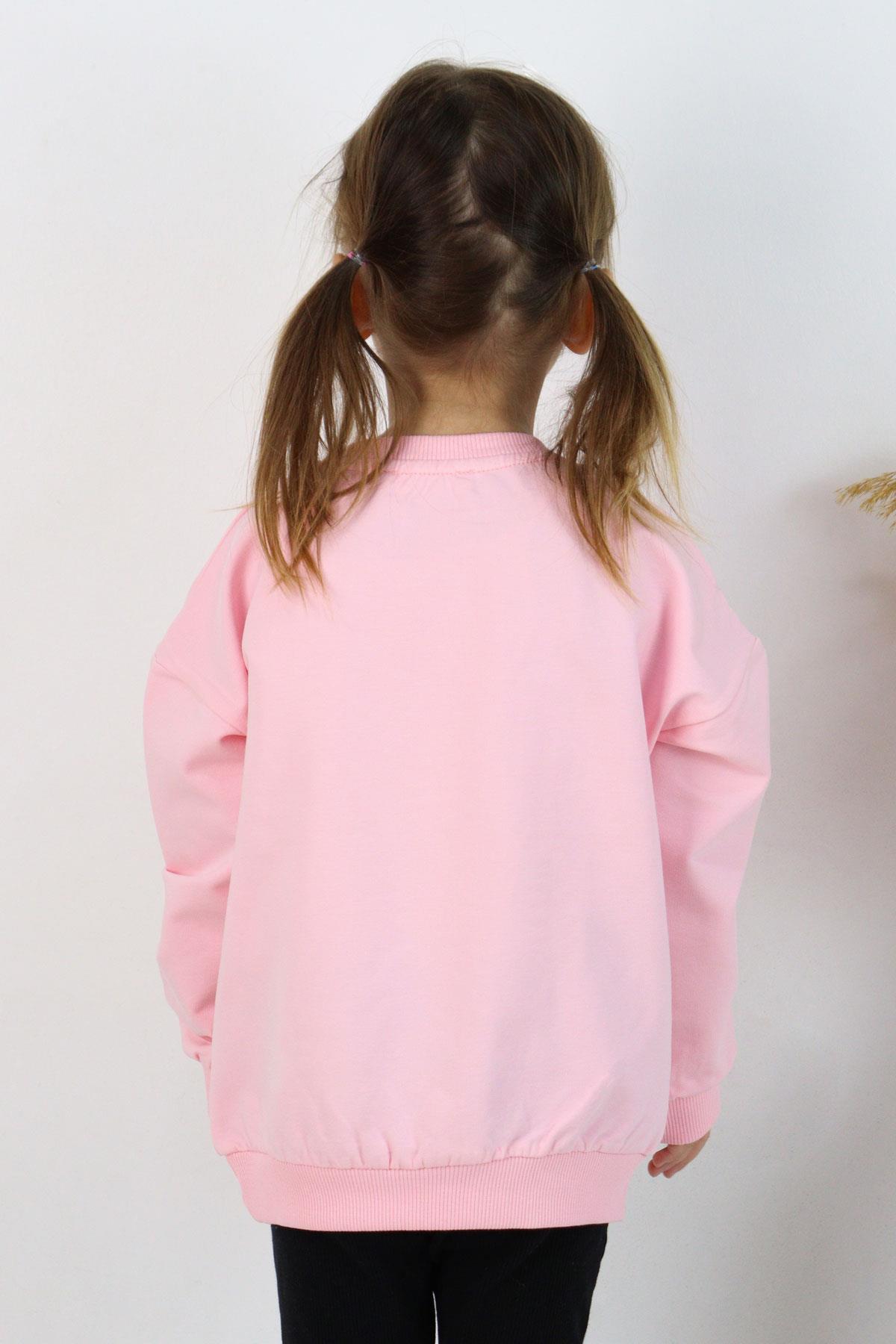 Breeze Kız Çocuk Sweatshirt Pullu Yazı Baskılı Pudra (4-5 Yaş)