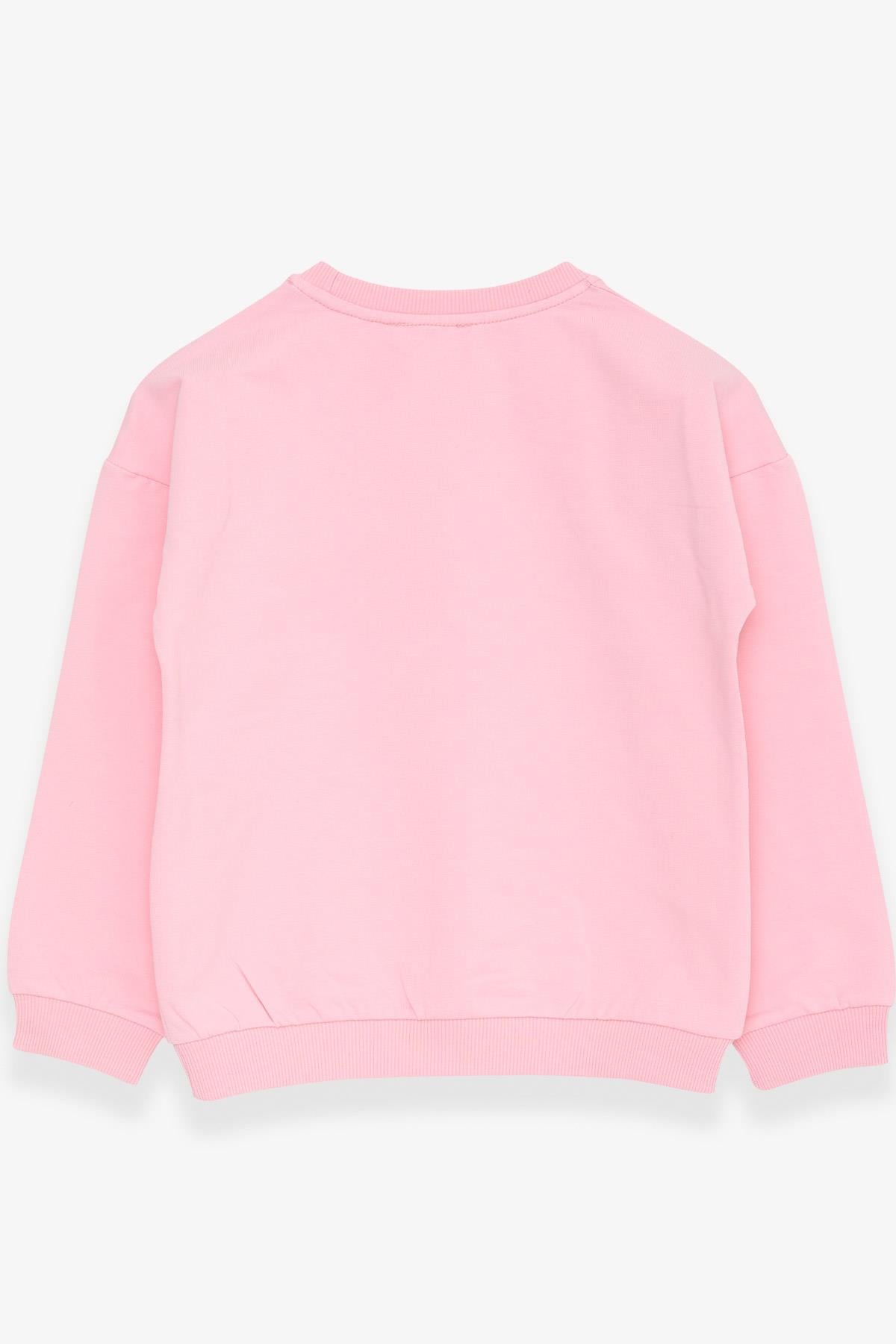 Breeze Kız Çocuk Sweatshirt Pullu Yazı Baskılı Pudra (4-5 Yaş)