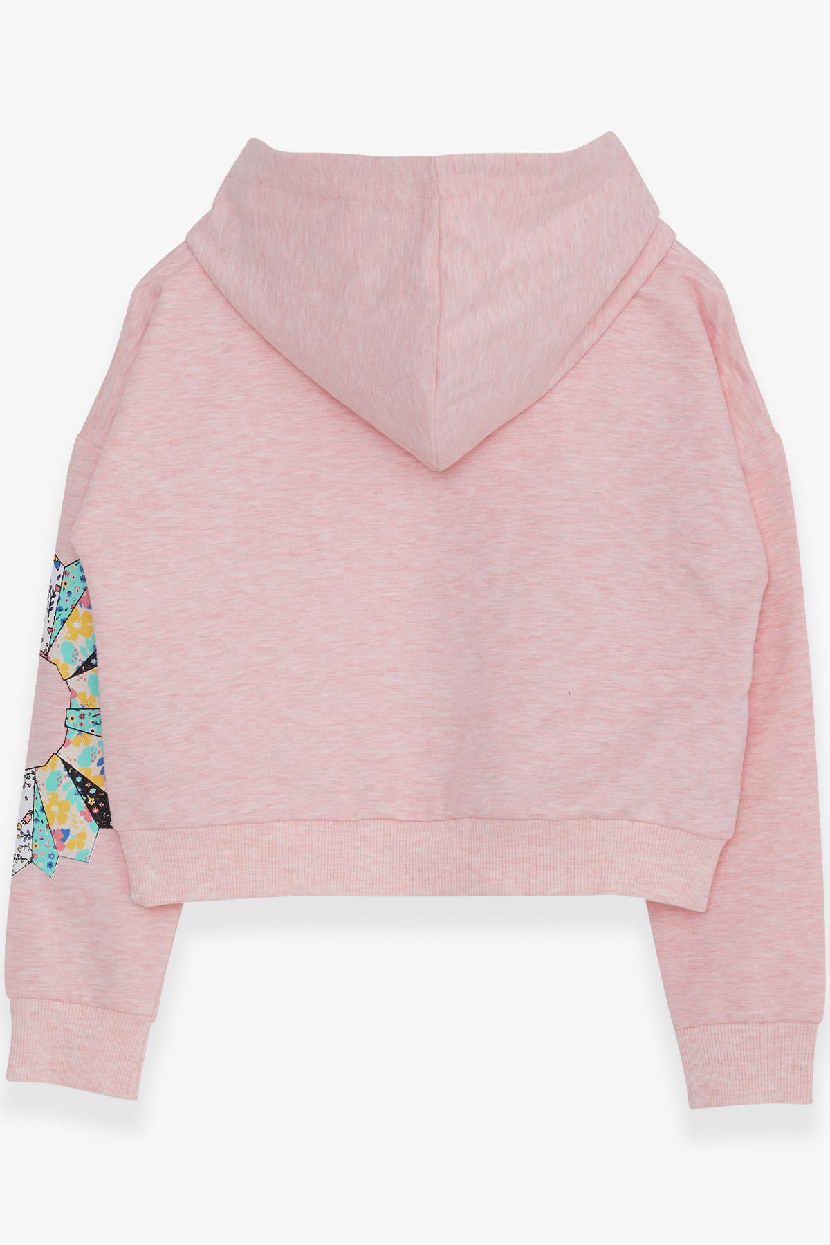 Breeze Kız Çocuk Sweatshirt Renkli Çiçek Baskılı Somon Melanj (8-14 Yaş)